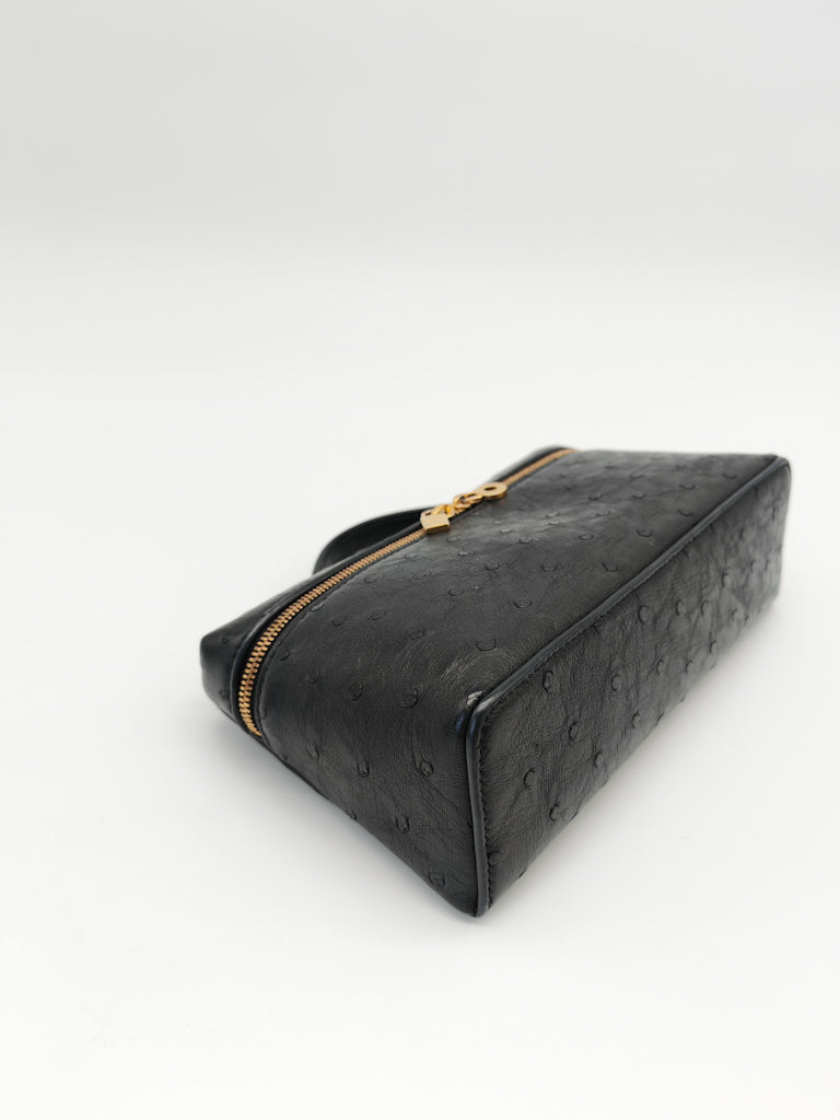 Extra Pocket Pouch L19 Black Ostrich Leather | Purse Maison Luxury Bags Shop