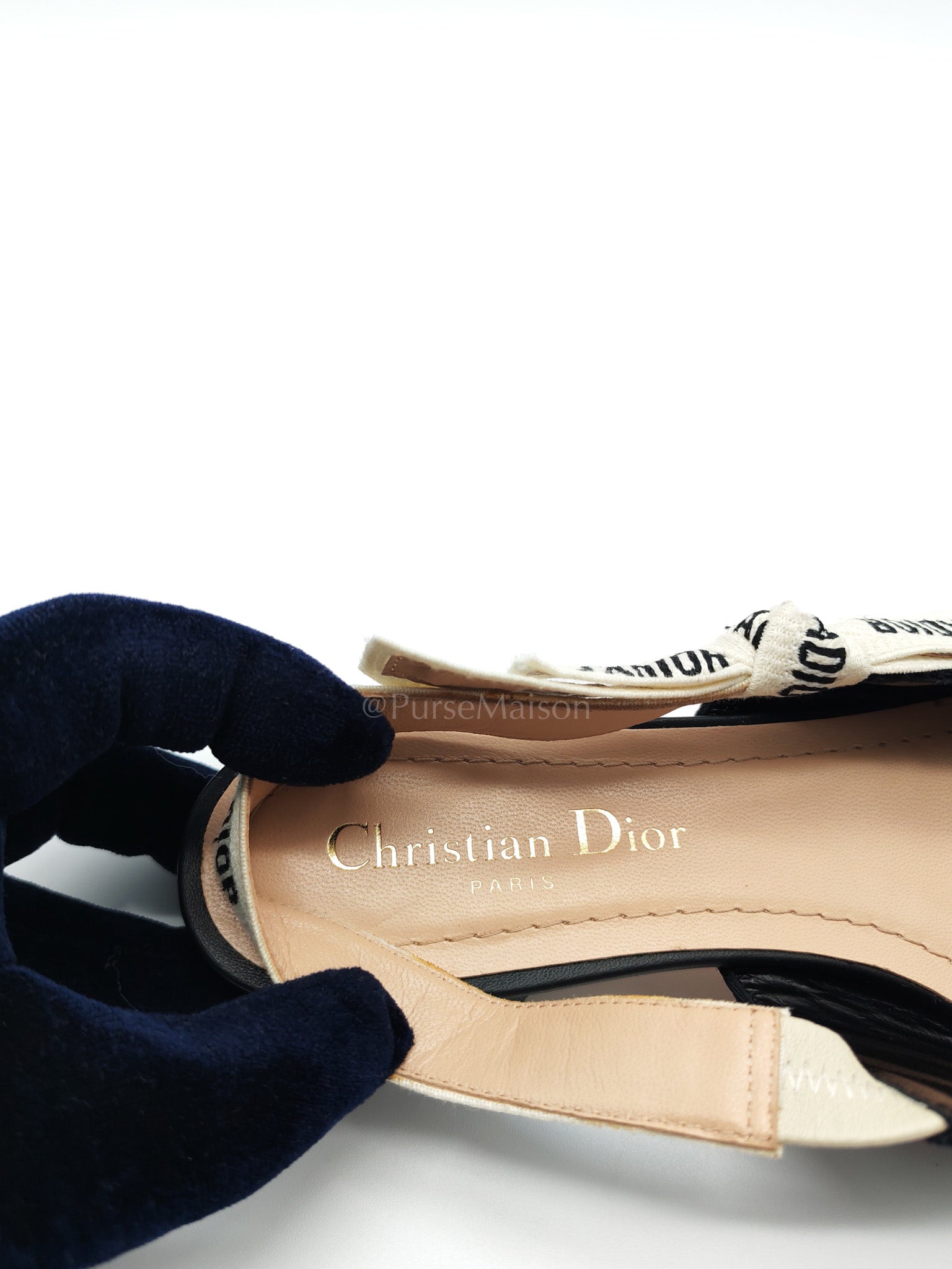 Fabric & Ribbon J'Adior Slingback Ballet Flats Size 37.5 EU (25 cm) | Purse Maison Luxury Bags Shop