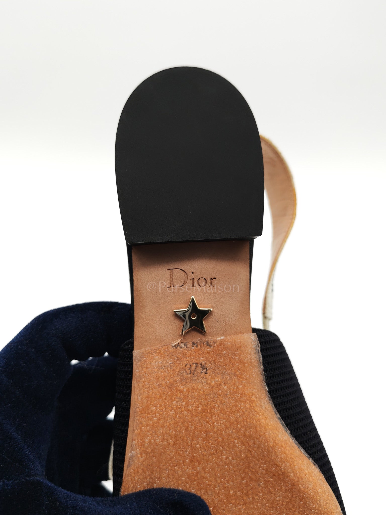 Fabric & Ribbon J'Adior Slingback Ballet Flats Size 37.5 EU (25 cm) | Purse Maison Luxury Bags Shop