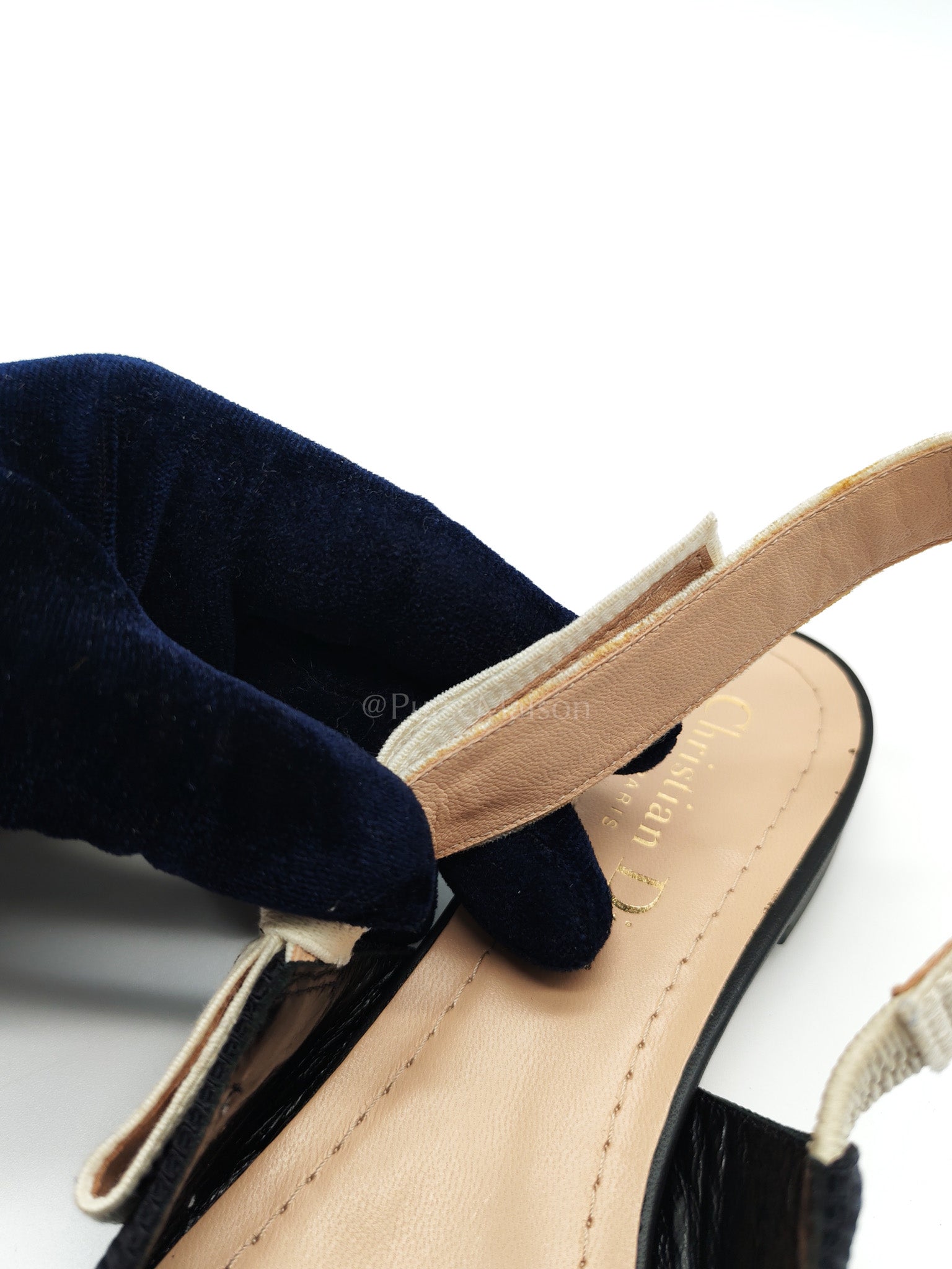 Fabric & Ribbon J'Adior Slingback Ballet Flats Size 37.5 EU (25 cm) | Purse Maison Luxury Bags Shop