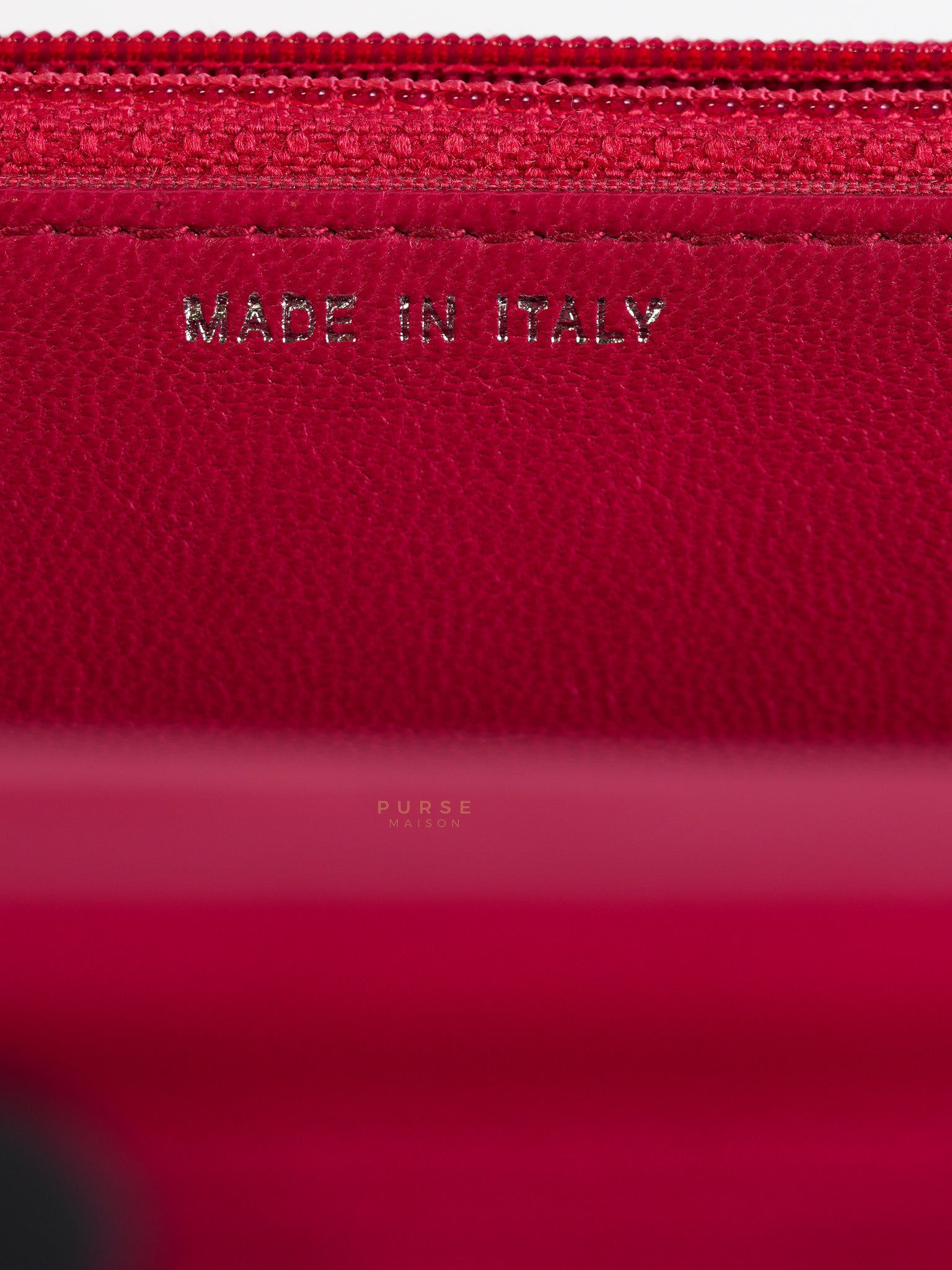 Fancy Wallet on Chain WOC Dark Pink Top Stitched Embroidered Lambskin Leather in Silver Hardware Series 19 | Purse Maison Luxury Bags Shop