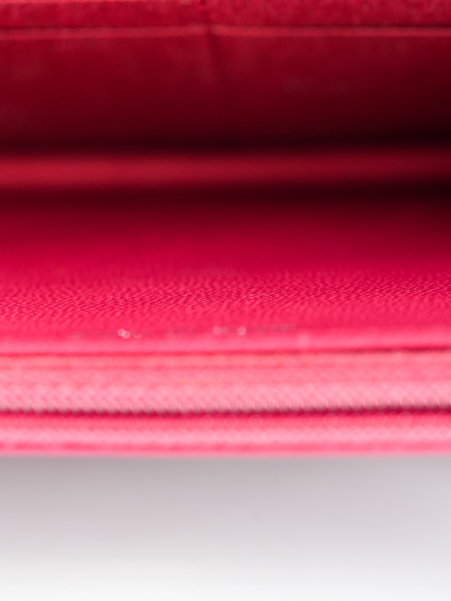 Fancy Wallet on Chain WOC Dark Pink Top Stitched Embroidered Lambskin Leather in Silver Hardware Series 19 | Purse Maison Luxury Bags Shop