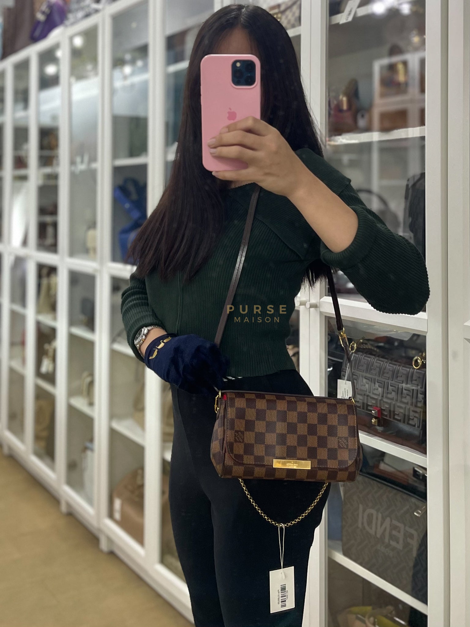 Favorite PM in Damier Ebene Canvas (Date Code: SA2166) | Purse Maison Luxury Bags Shop