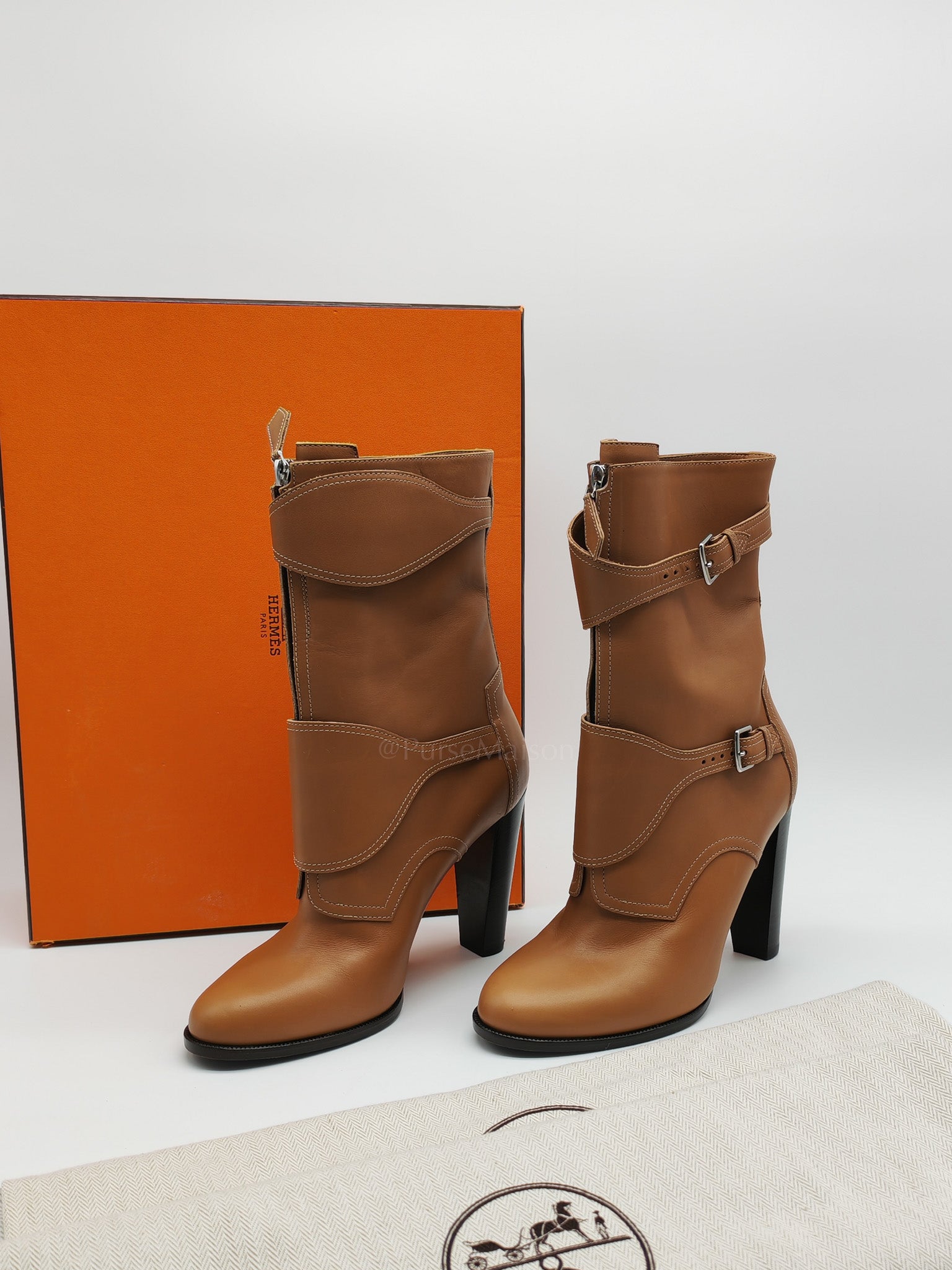 Feeling Veau Bottine Boots in Tabac Camel Size 38 (24cm) | Purse Maison Luxury Bags Shop