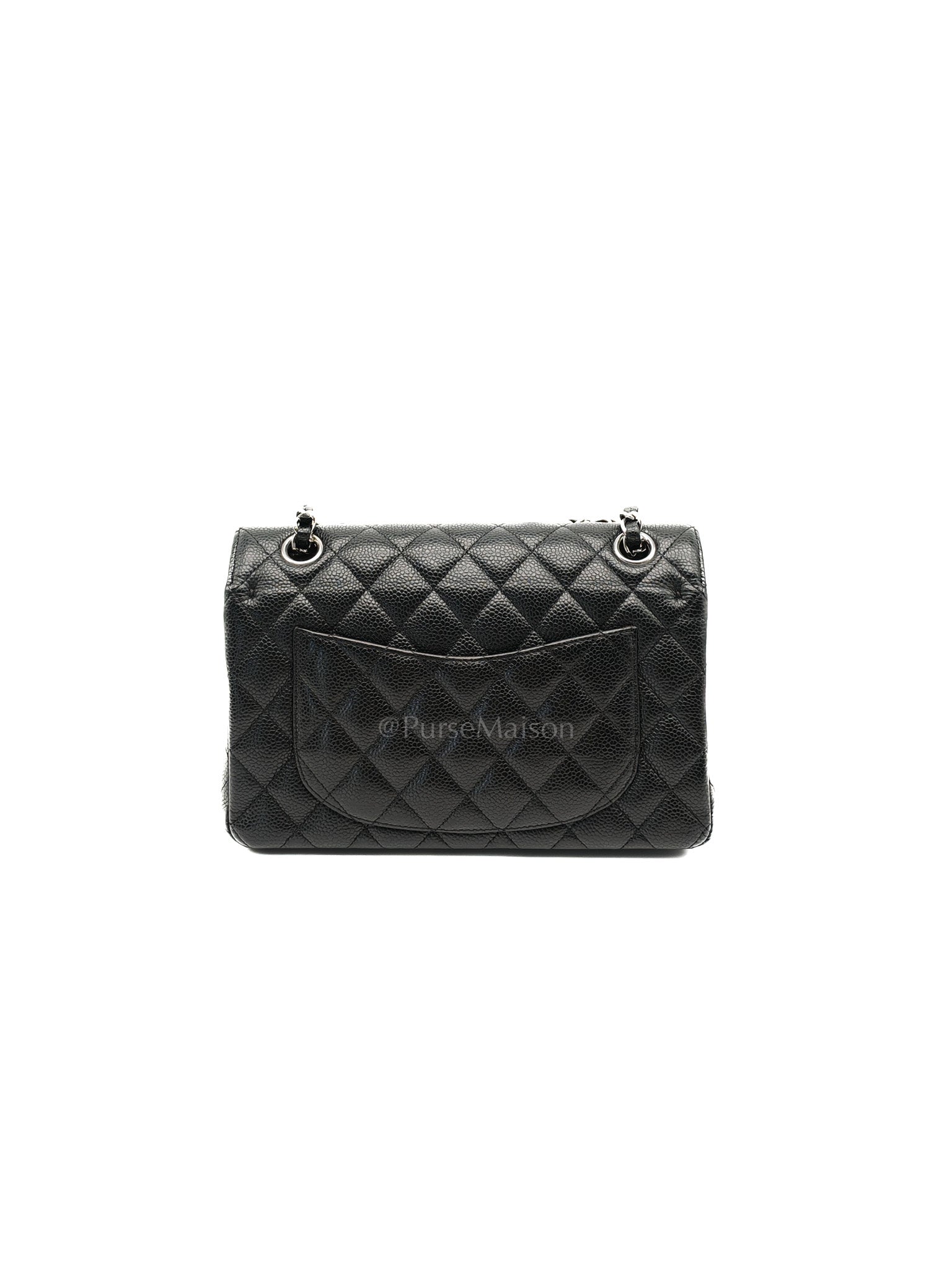 Classic Double Flap Small in Black Caviar Leather & Silver Hardware(Microchip)