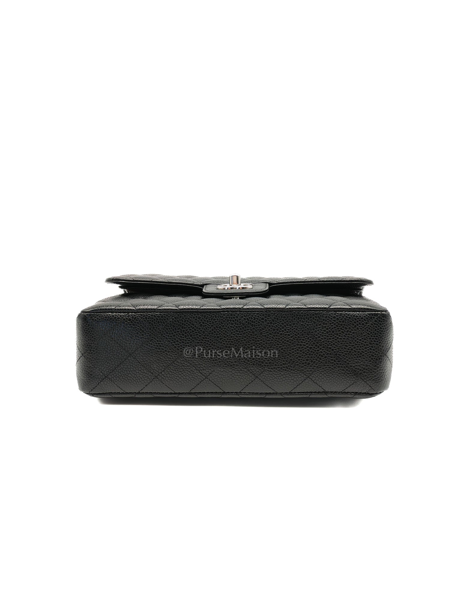 Classic Double Flap Small in Black Caviar Leather & Silver Hardware(Microchip)
