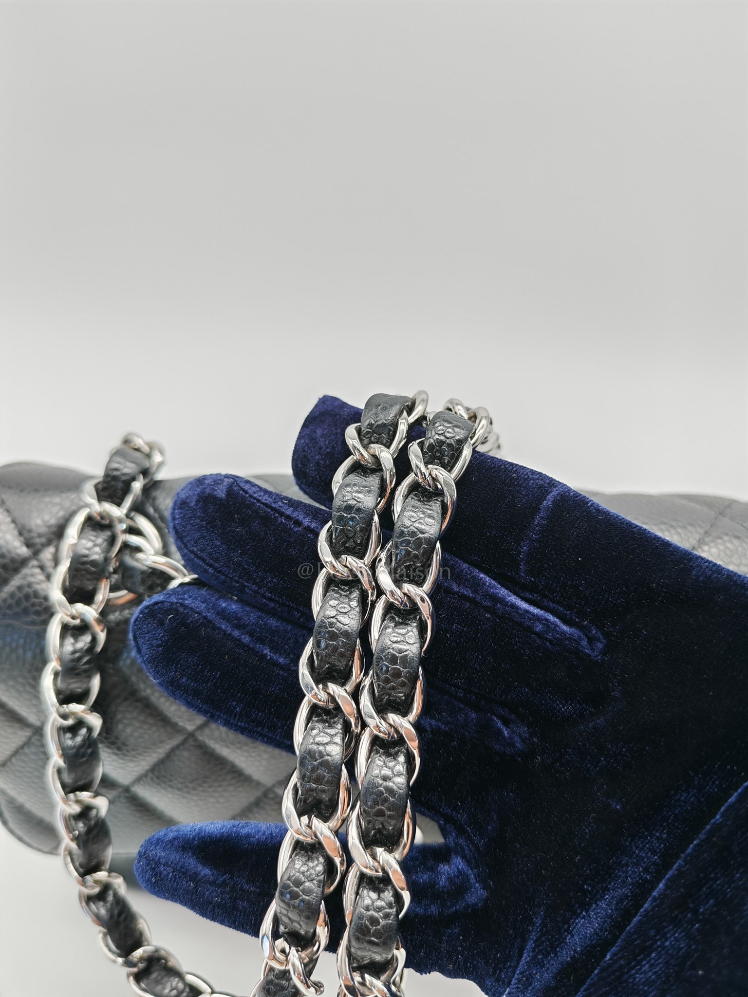 Classic Double Flap Small in Black Caviar Leather & Silver Hardware(Microchip)