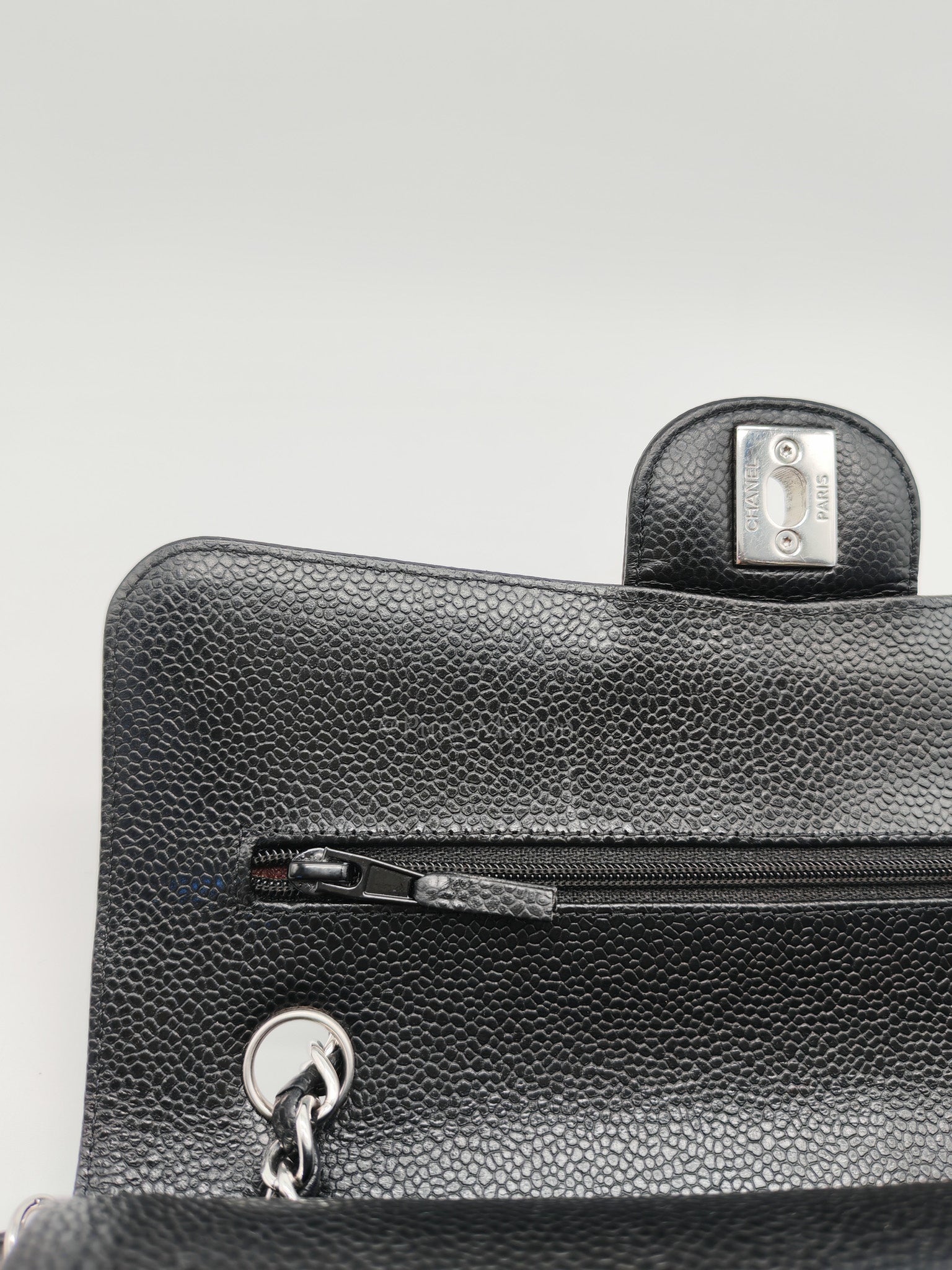 Classic Double Flap Small in Black Caviar Leather & Silver Hardware(Microchip)