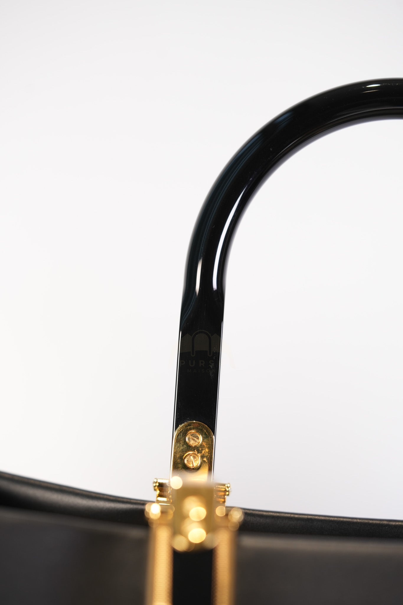 Fendace Sunshine Shopper Tote Bag in Black Calfskin Leather & Gold Hardware | Purse Maison Luxury Bags Shop