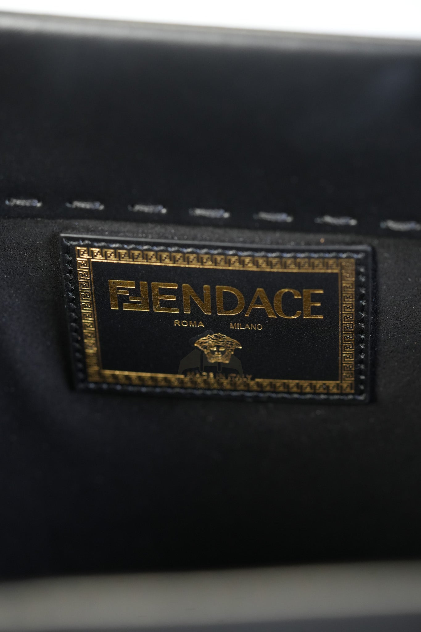 Fendace Sunshine Shopper Tote Bag in Black Calfskin Leather & Gold Hardware | Purse Maison Luxury Bags Shop