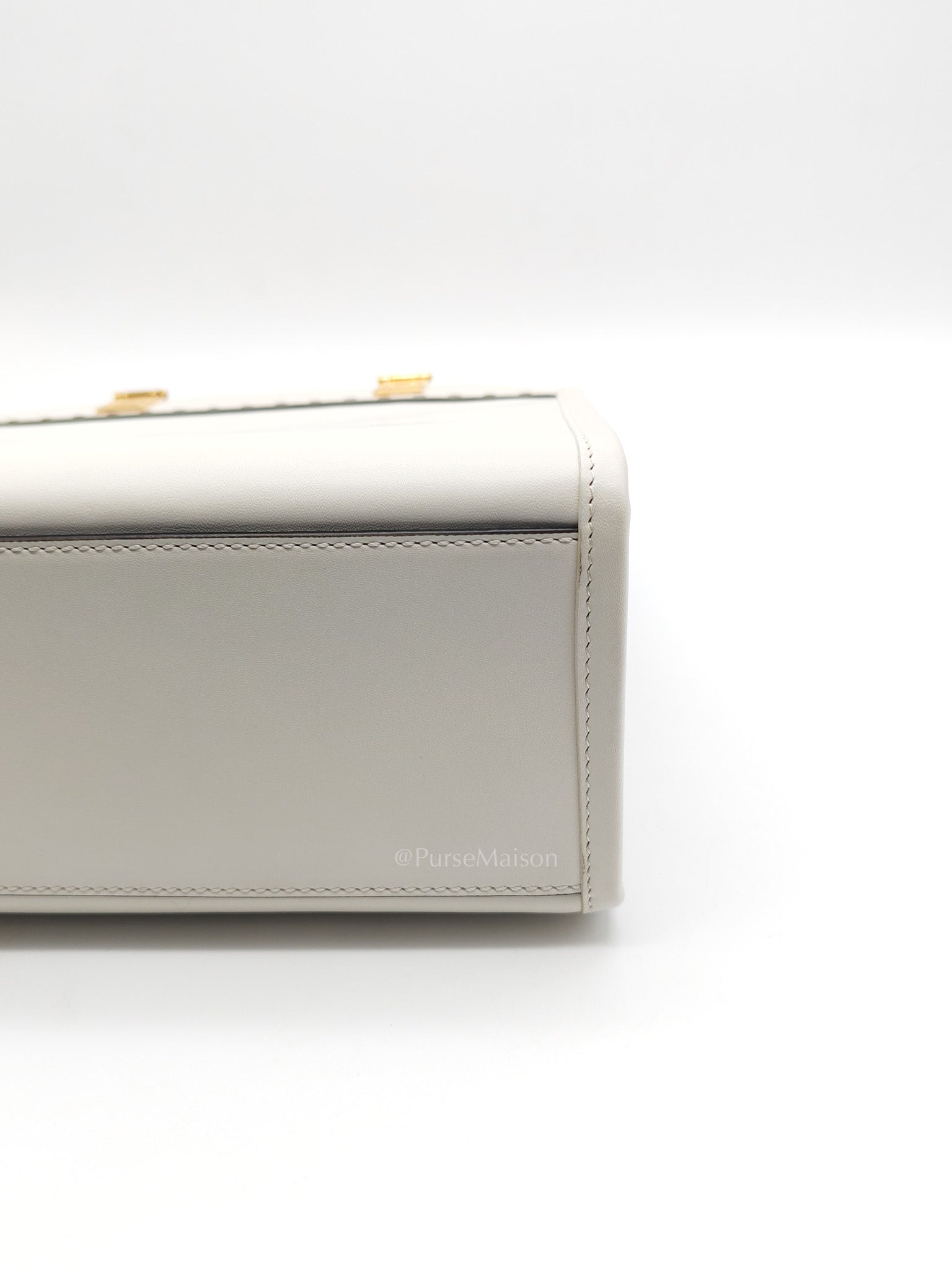 2-Way Sunshine Tote Bag Small in White & Tortoiseshell Plexiglass Handle | Purse Maison Luxury Bags Shop
