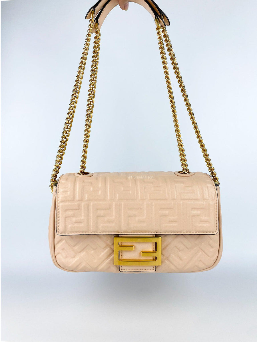 Baguette Chain Midi - Pale pink leather bag