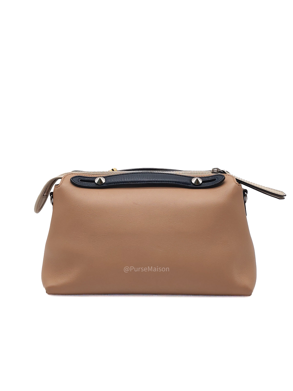 Fendi By The Way Boston Medium in Tan Calfskin Leather and Silver Hardware | Purse Maison Luxury Bags Shop