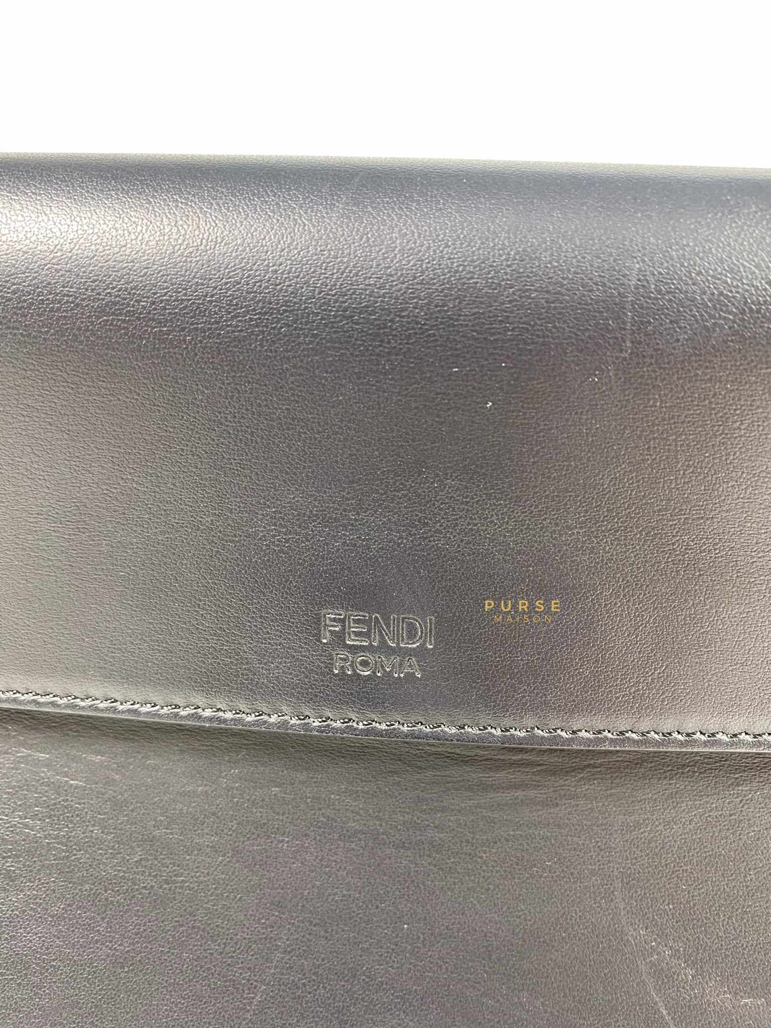 Fendi Kan 1 F Black Smooth Calfskin Leather