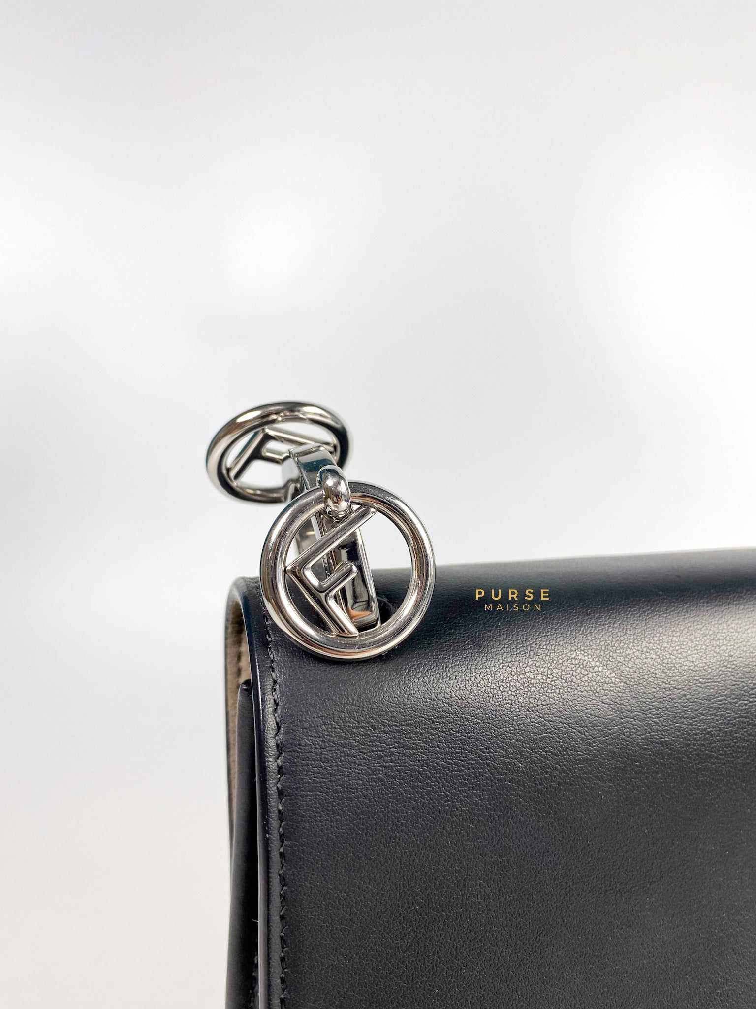 Fendi Kan 1 F Black Smooth Calfskin Leather
