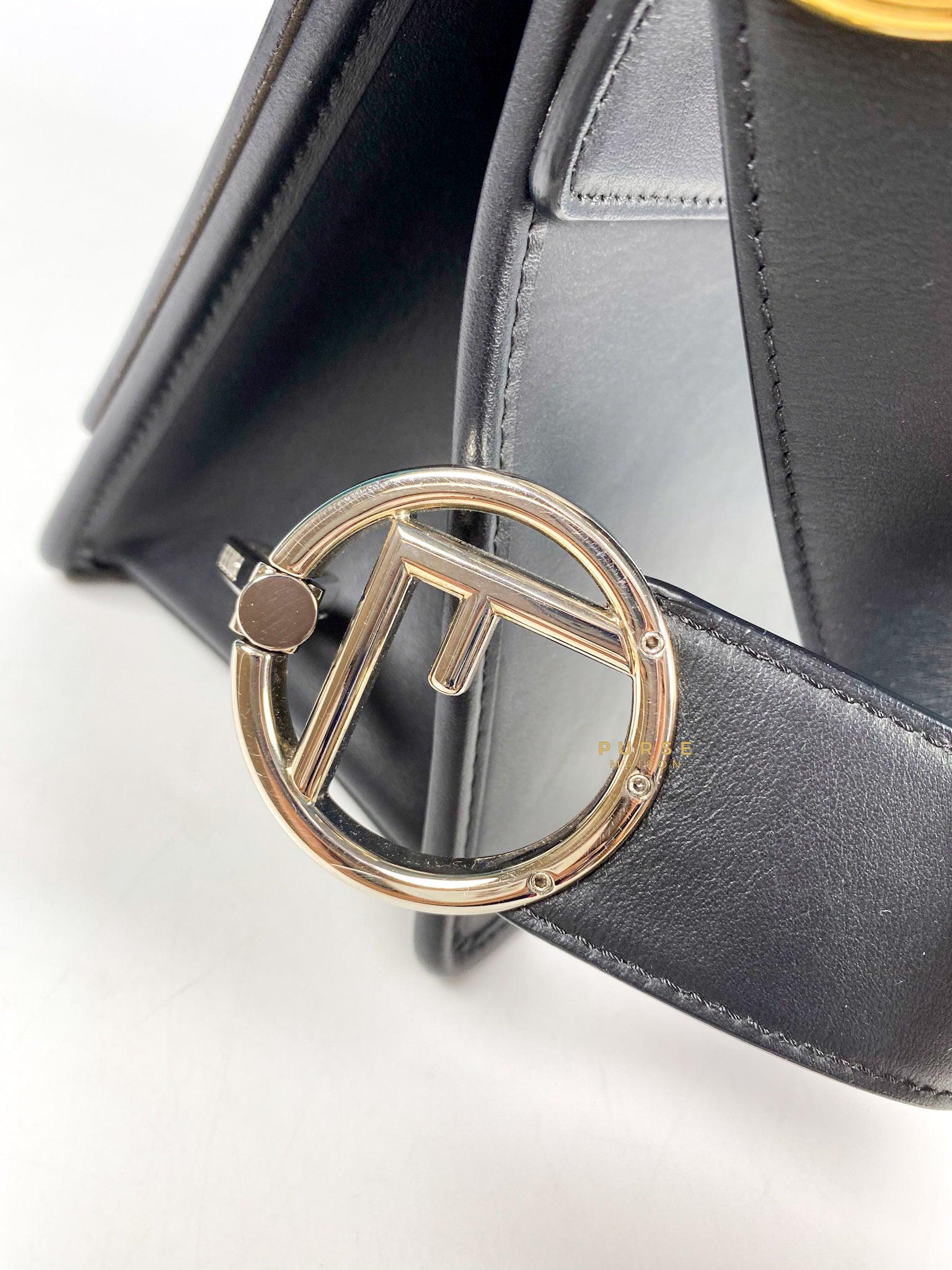 Fendi Kan 1 F Black Smooth Calfskin Leather