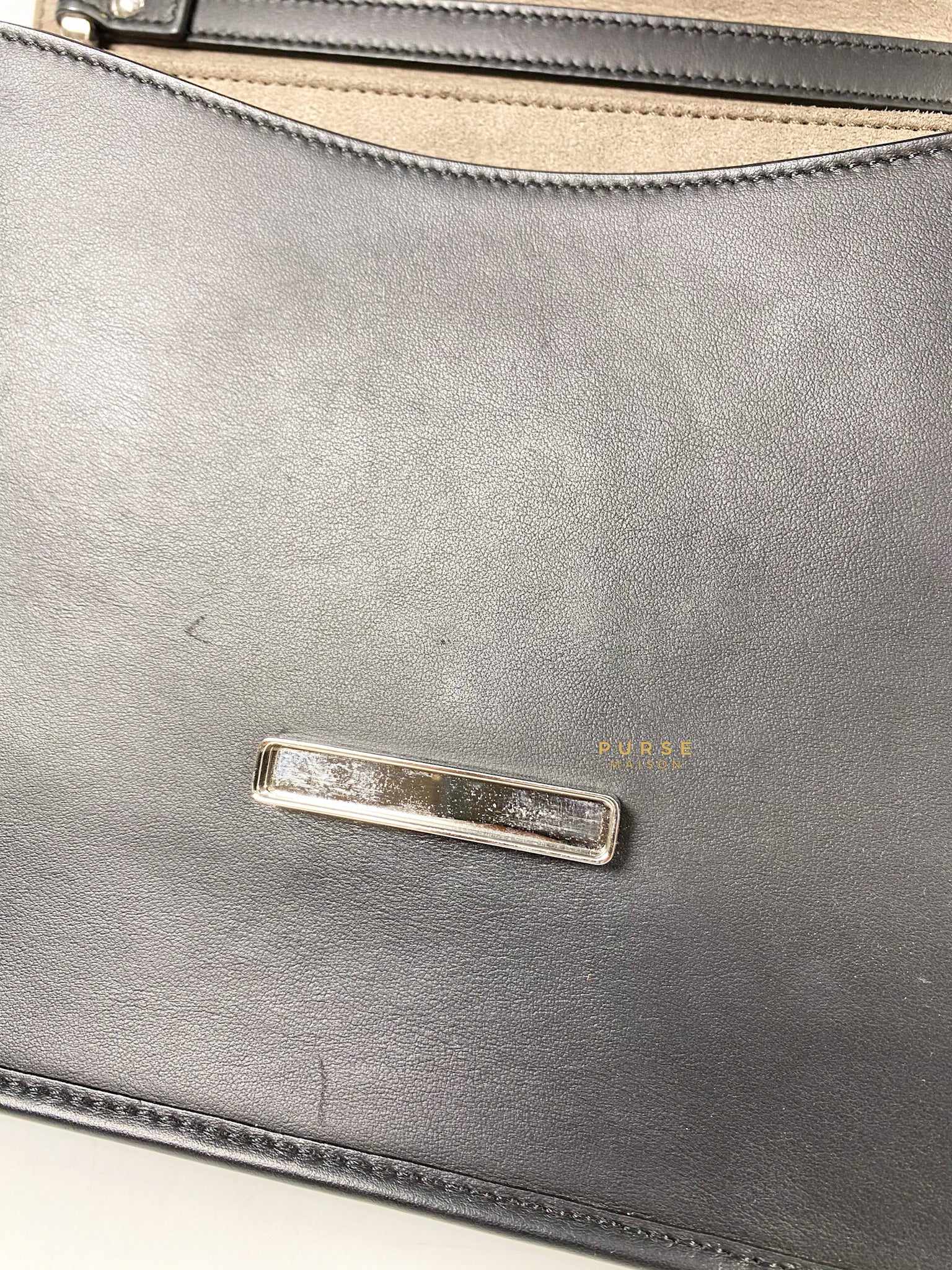 Fendi Kan 1 F Black Smooth Calfskin Leather