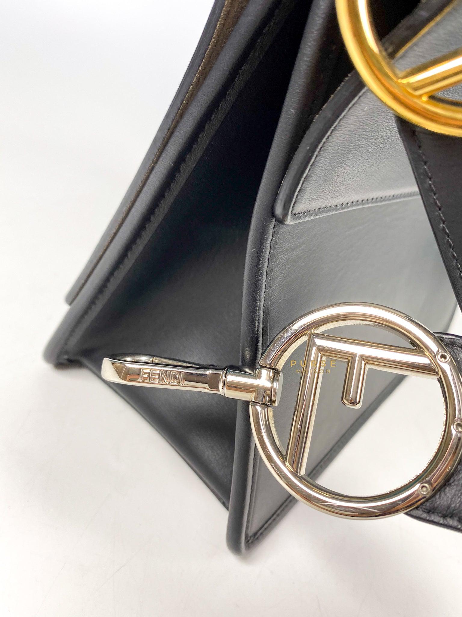 Fendi Kan 1 F Black Smooth Calfskin Leather