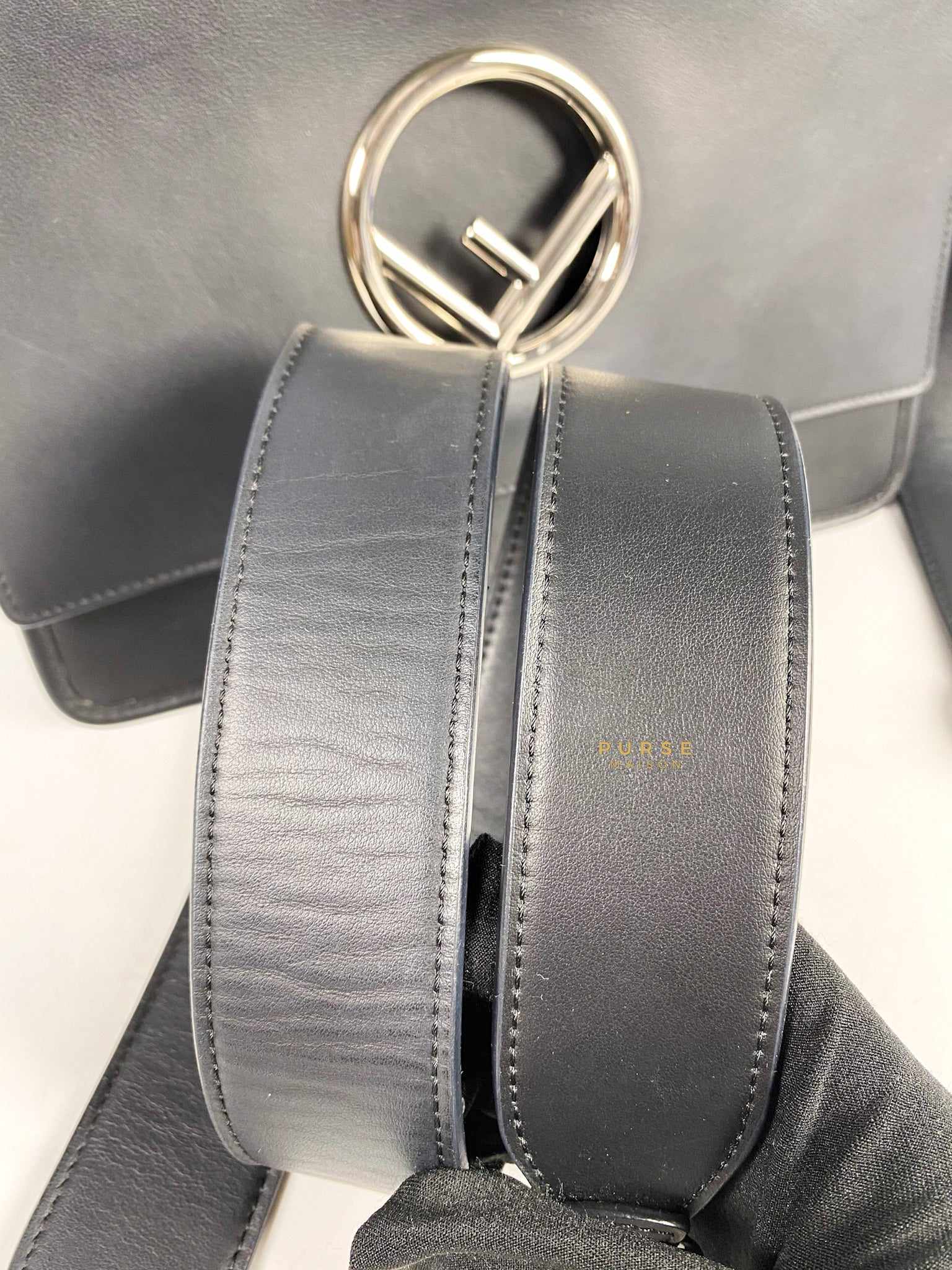 Fendi Kan 1 F Black Smooth Calfskin Leather