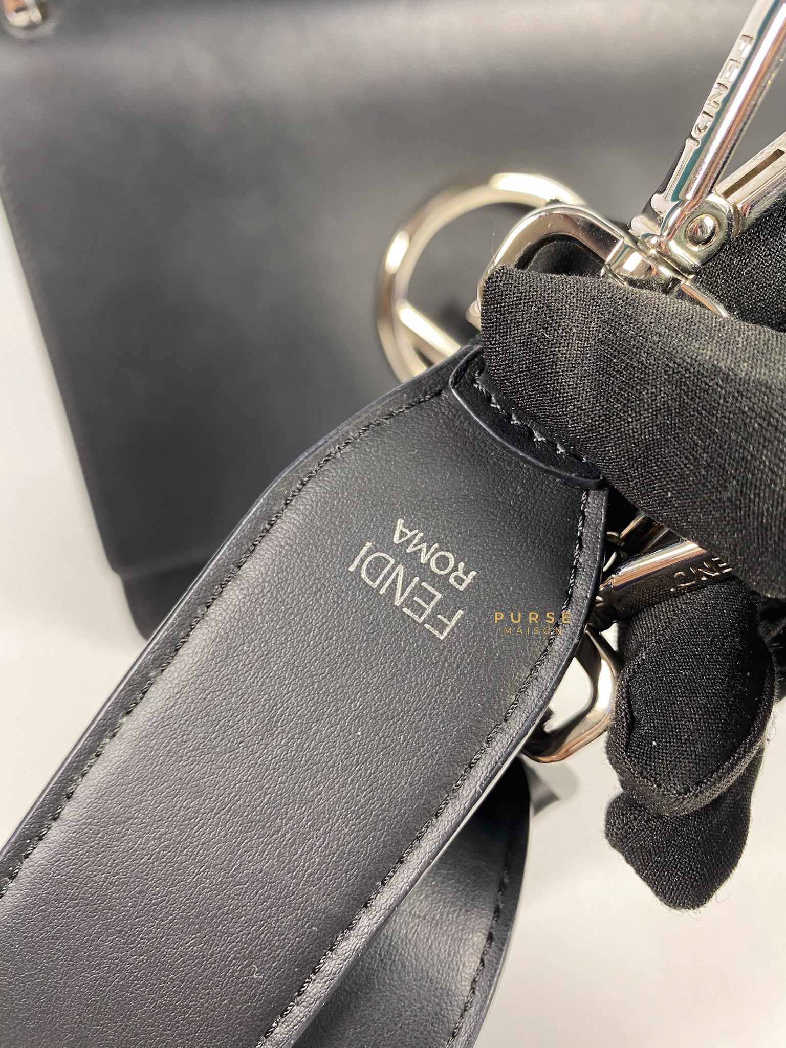 Fendi Kan 1 F Black Smooth Calfskin Leather
