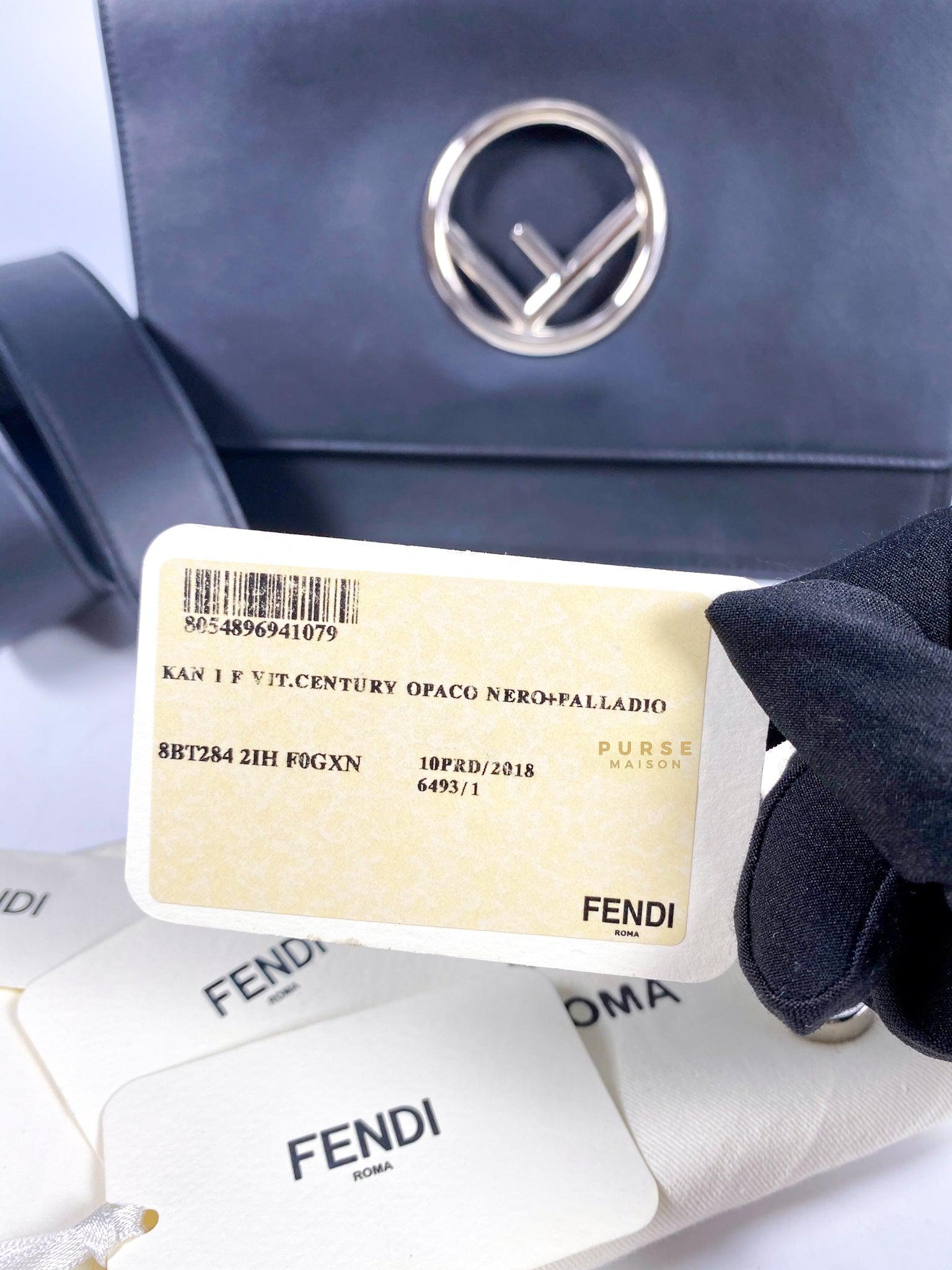 Fendi Kan 1 F Black Smooth Calfskin Leather