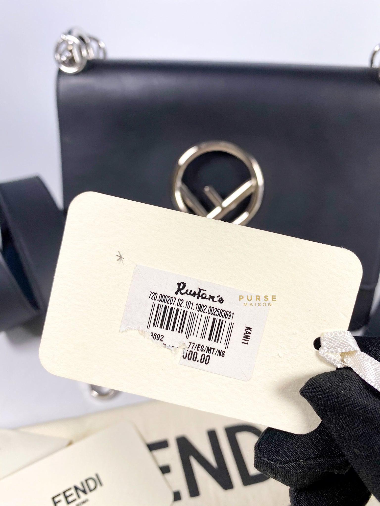 Fendi Kan 1 F Black Smooth Calfskin Leather