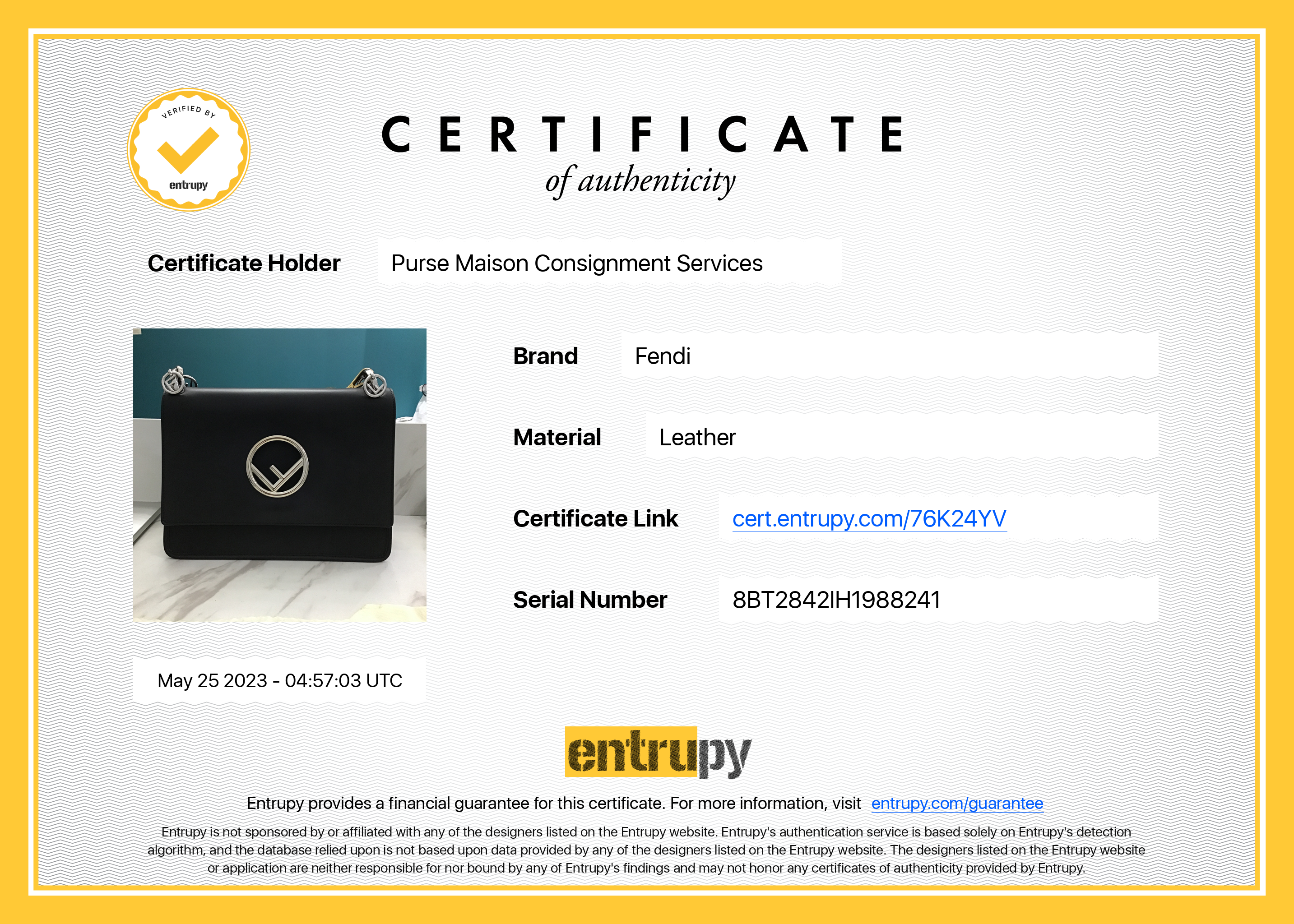 Fendi Kan 1 F Black Smooth Calfskin Leather