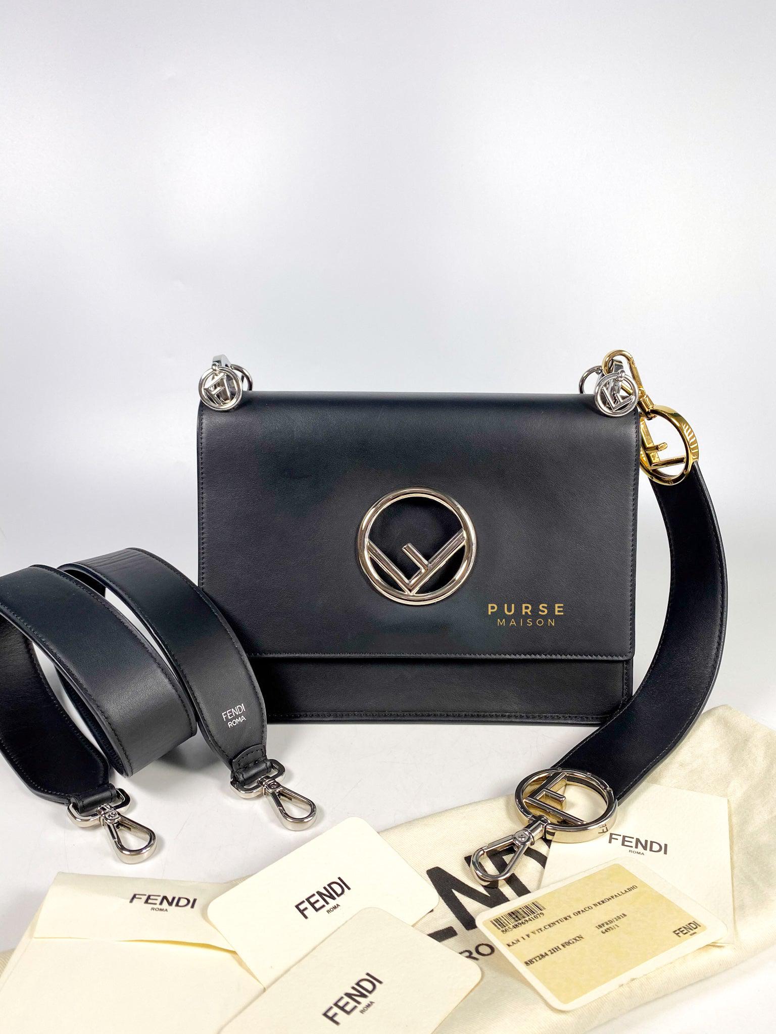 Fendi Kan 1 F Black Smooth Calfskin Leather