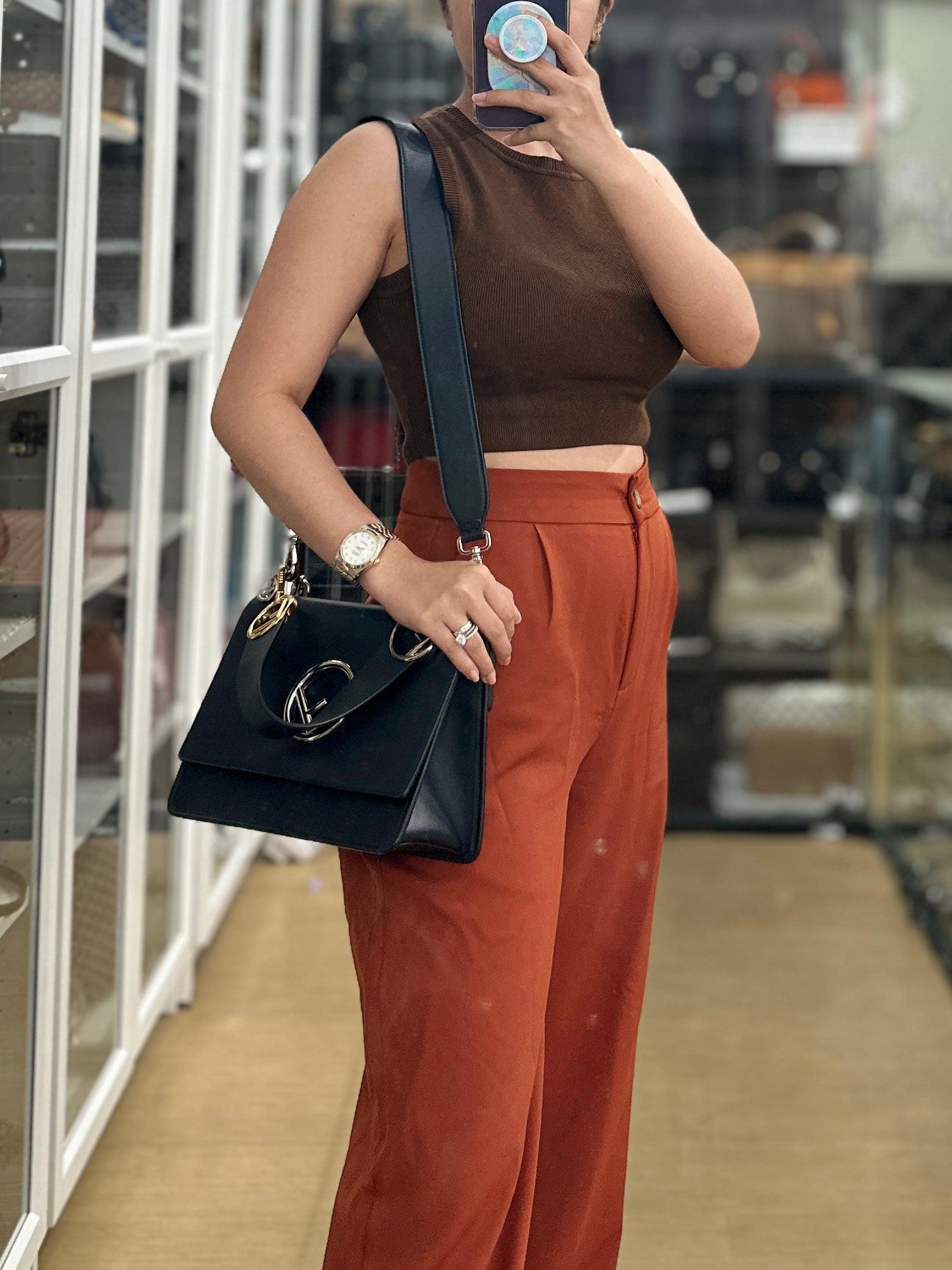 Fendi Kan 1 F Black Smooth Calfskin Leather