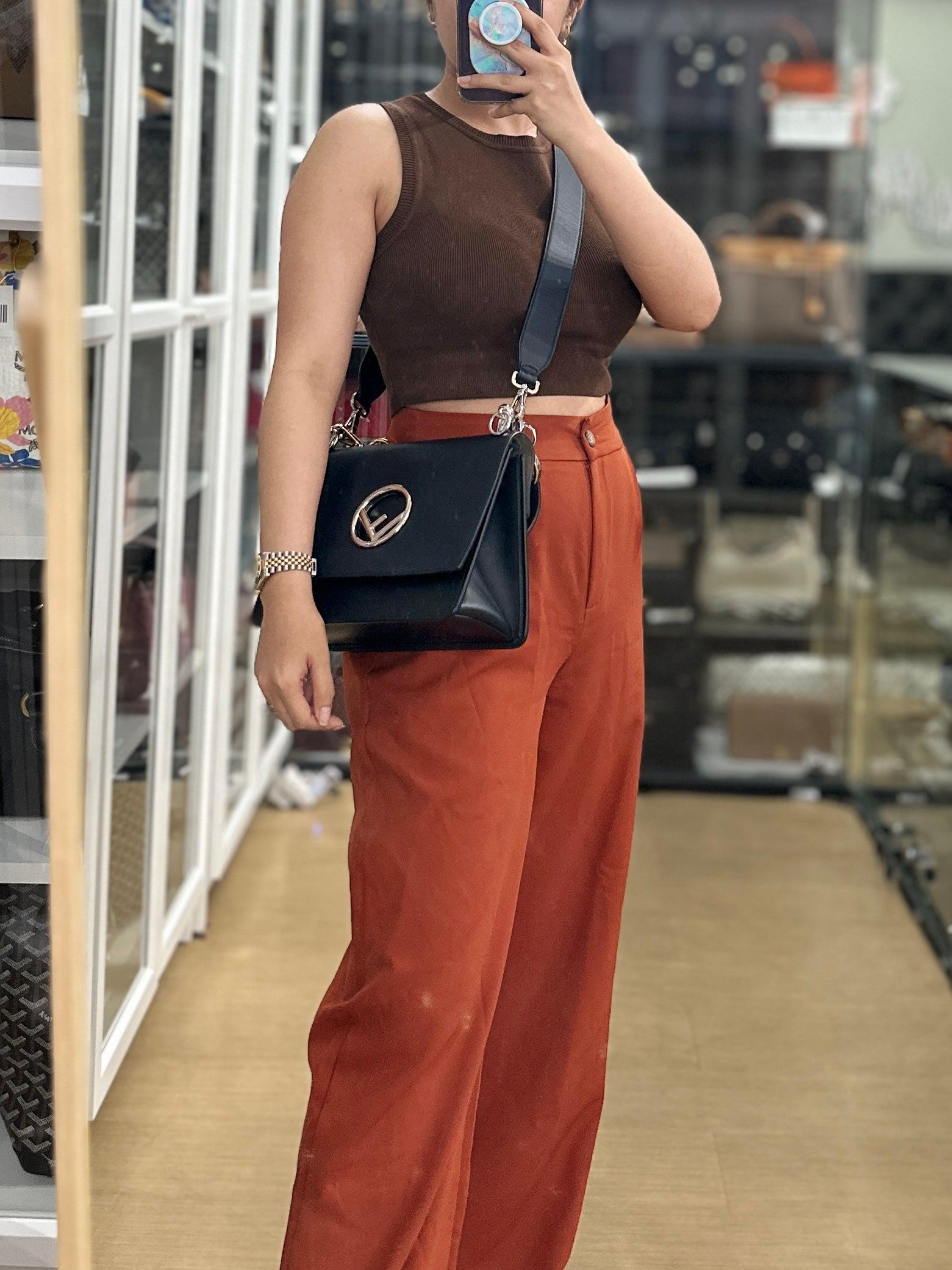 Fendi Kan 1 F Black Smooth Calfskin Leather