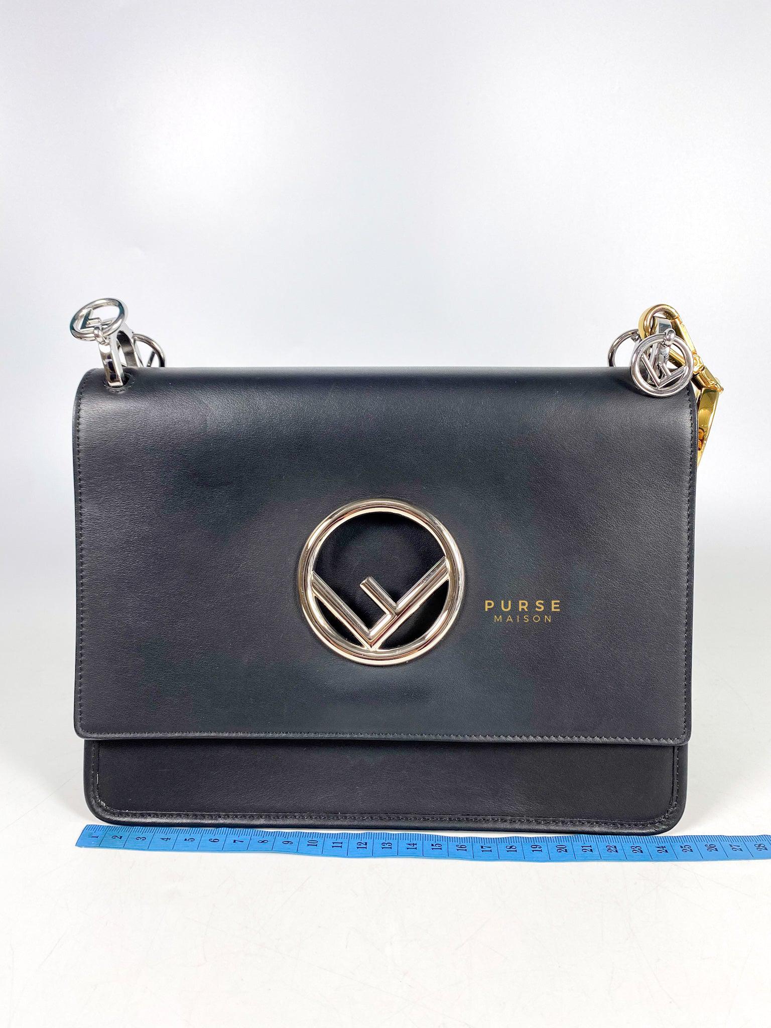 Fendi Kan 1 F Black Smooth Calfskin Leather