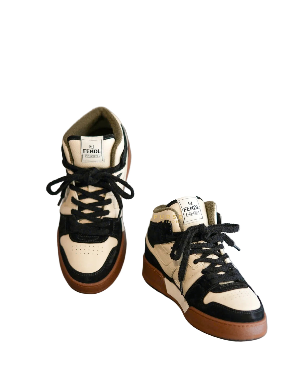 Match Mid Cut White Leather Sneakers | Purse Maison Luxury Bags Shop