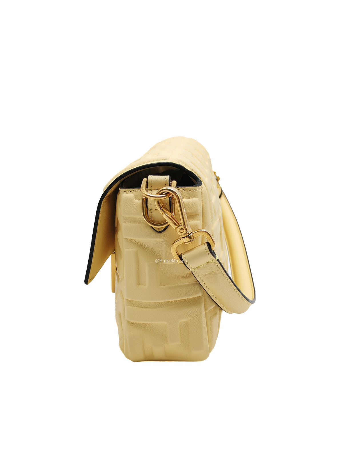 Fendi Medium Baguette FF Nappa Leather Gold Hardware Light Yellow | Purse Maison Luxury Bags Shop