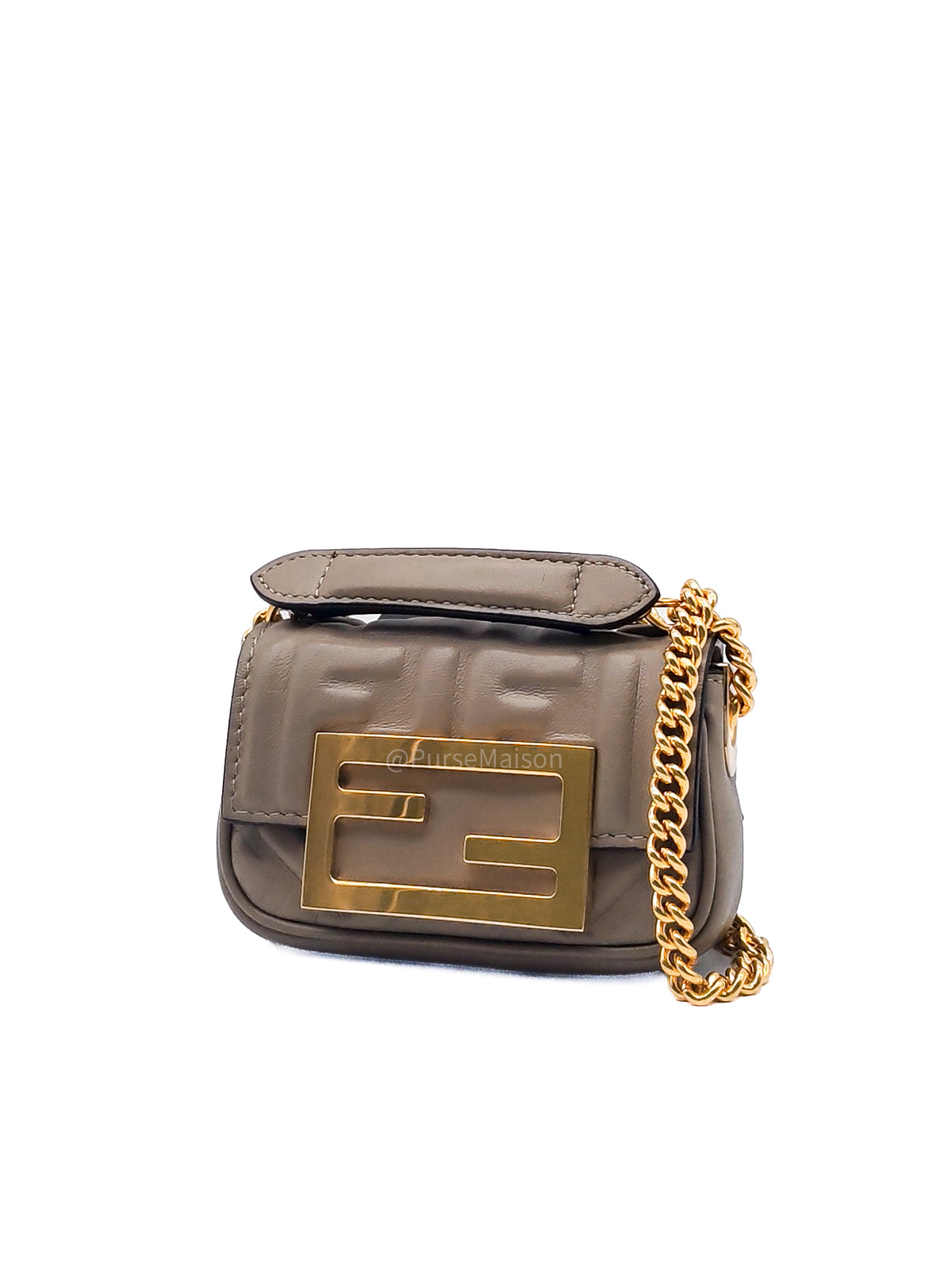 Fendi Nano Baguette Micro Bag in Zucca FF Leather | Purse Maison Luxury Bags Shop