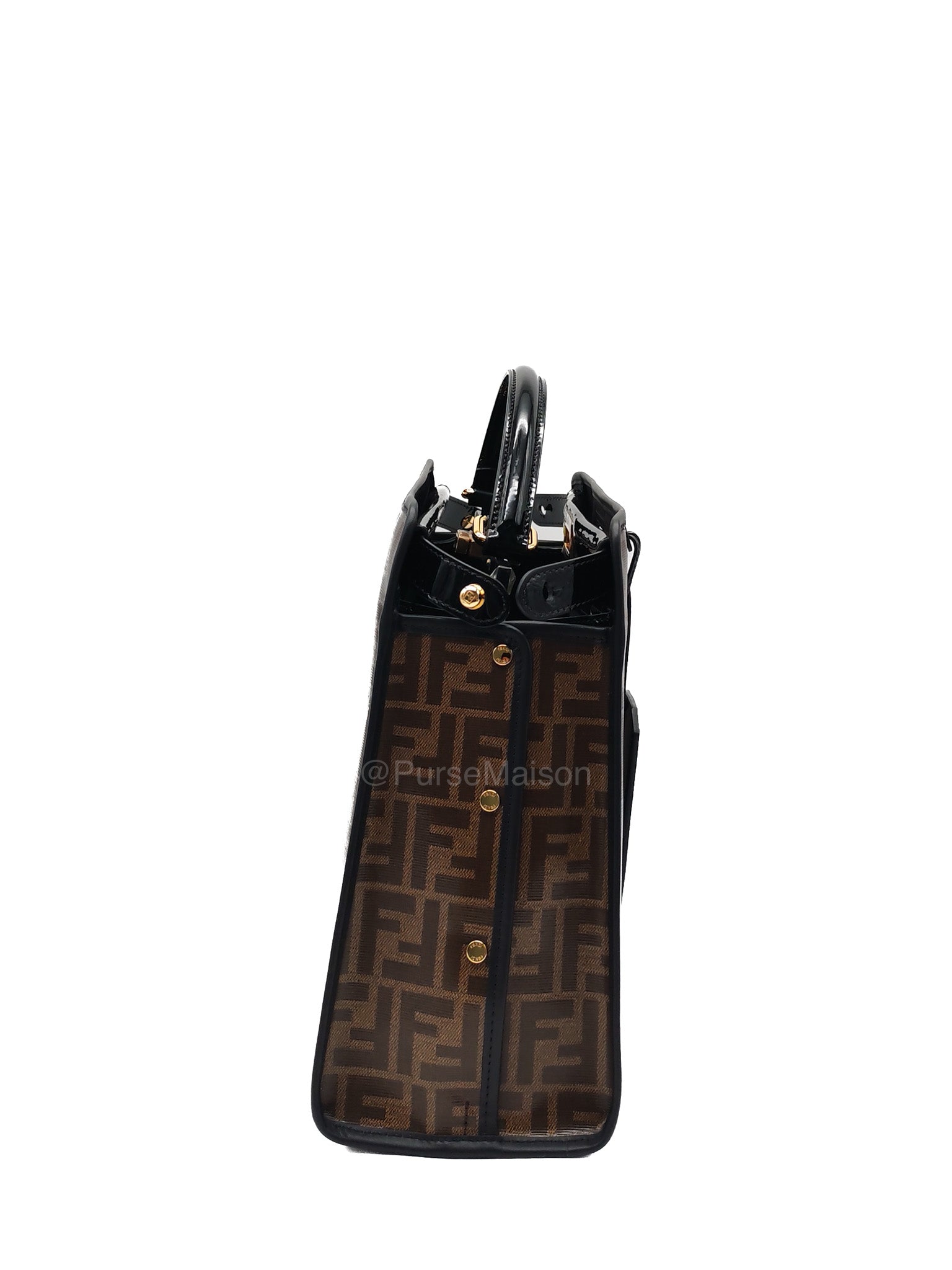 Fendi Peekaboo Defende Cover in Zucca Print Coated Canvas and Gold Hardware | Purse Maison Luxury Bags Shop