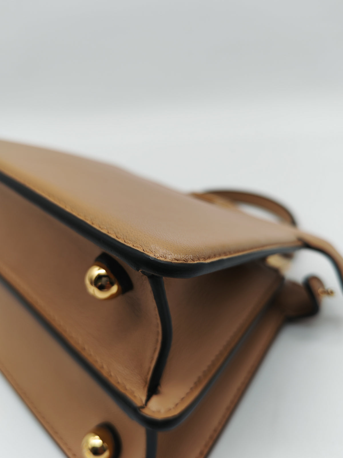 Fendi Peekaboo ISeeU Bag in Dark Beige Calfskin Leather and Gold Hardware | Purse Maison Luxury Bags Shop