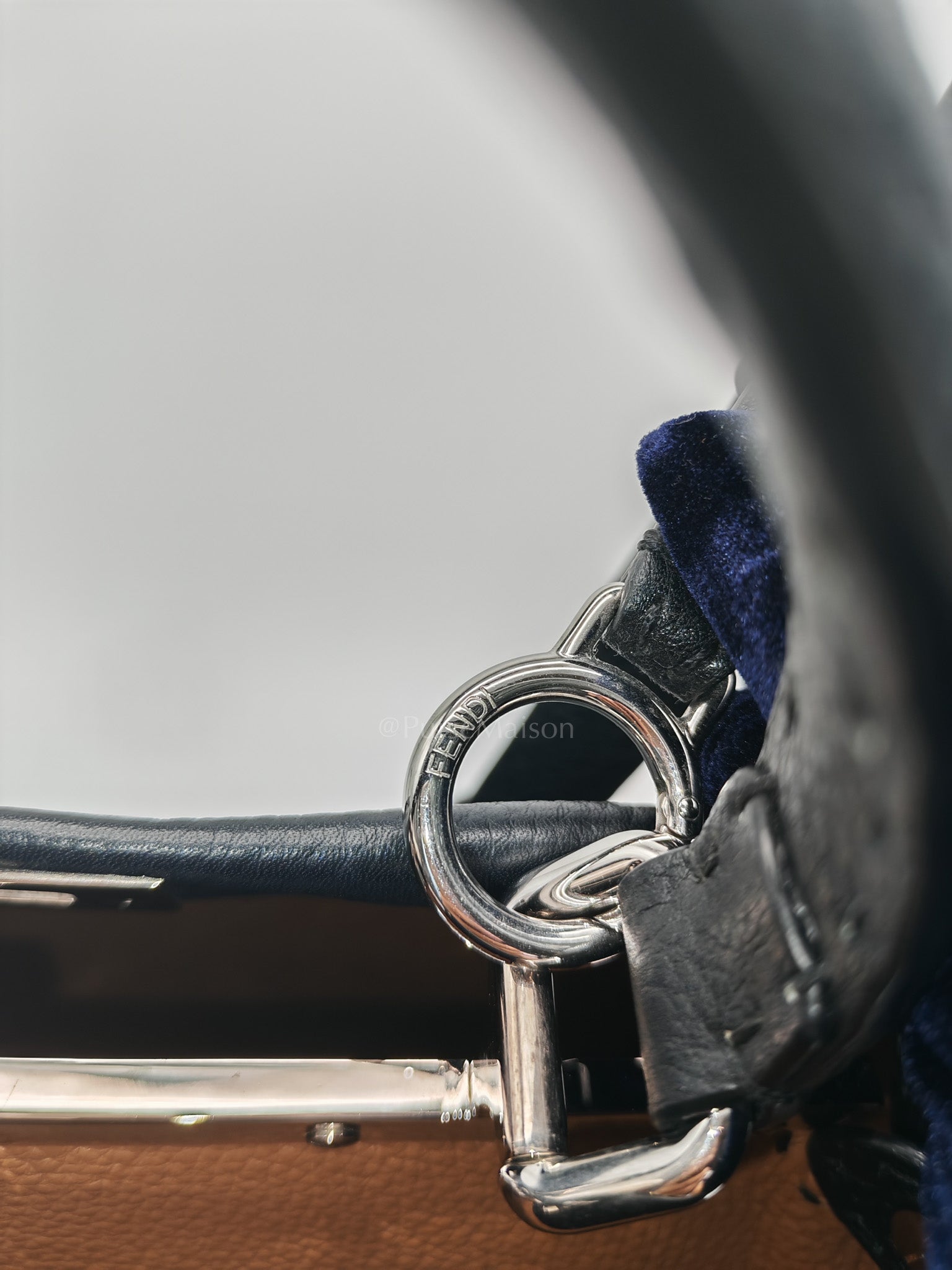 Fendi Peekaboo Medium in Black Grained Leather Silver Hardware | Purse Maison Luxury Bags Shop