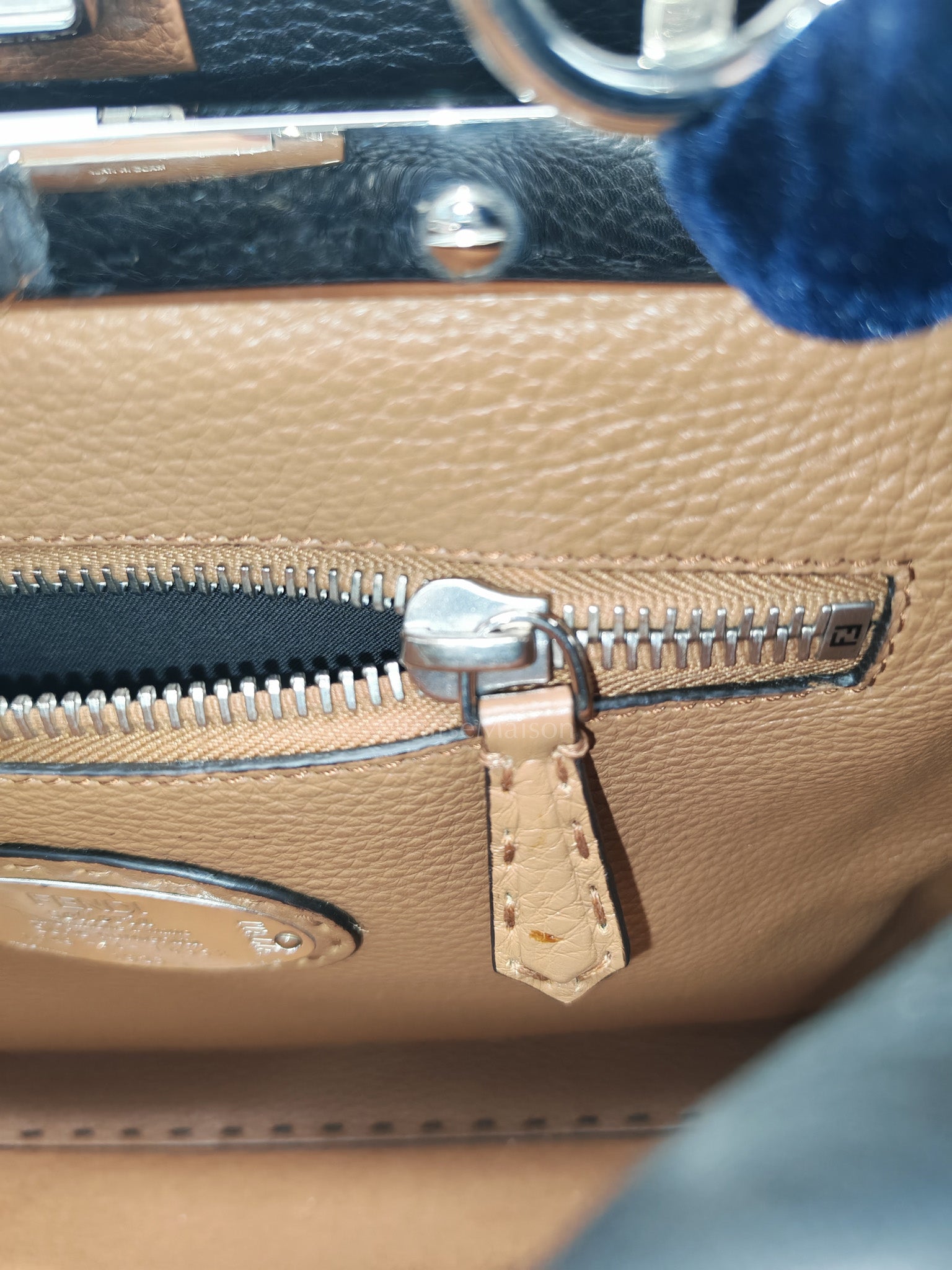 Fendi Peekaboo Medium in Black Grained Leather Silver Hardware | Purse Maison Luxury Bags Shop