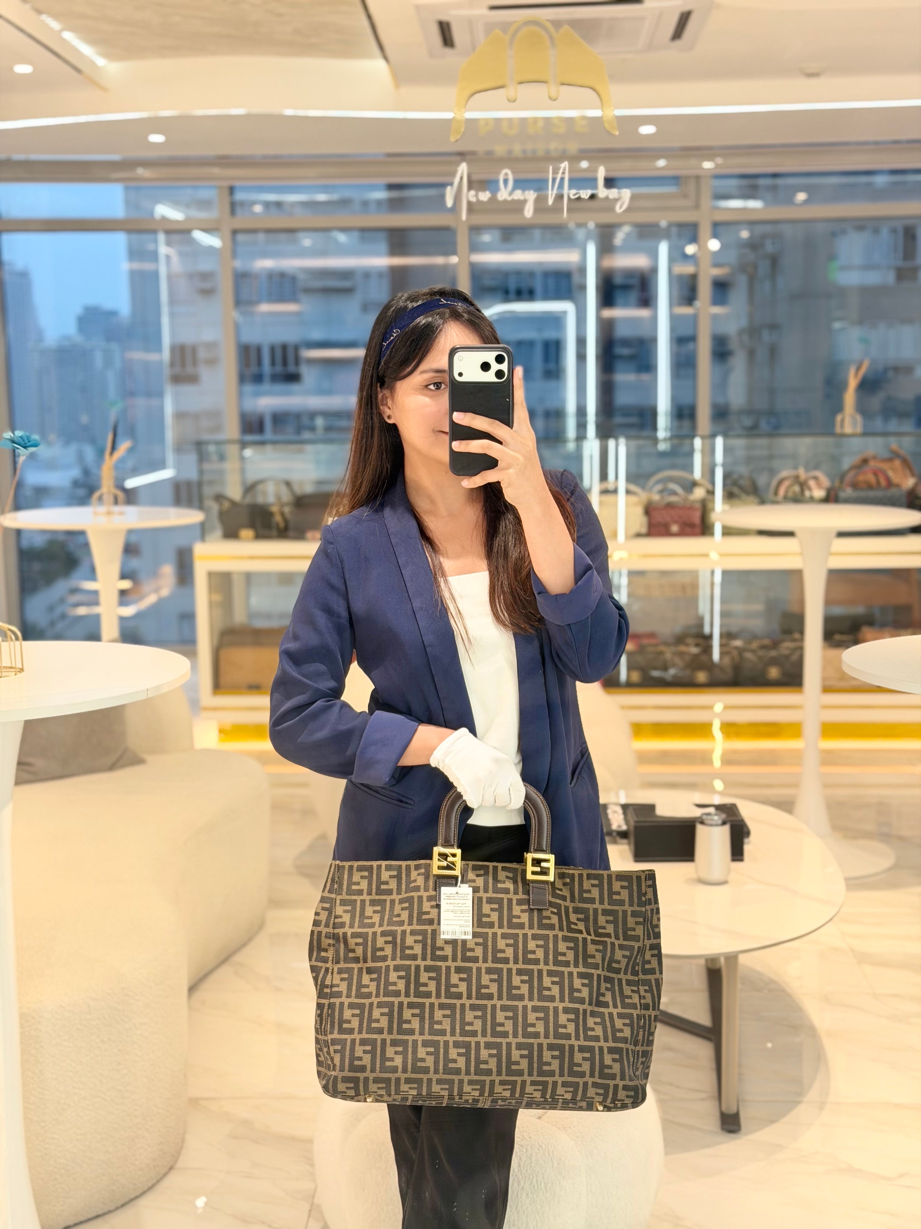 Fendi Twins Tote Bag Large in Zucca FF Monogram Canvas and Gold Hardware | Purse Maison Luxury Bags Shop
