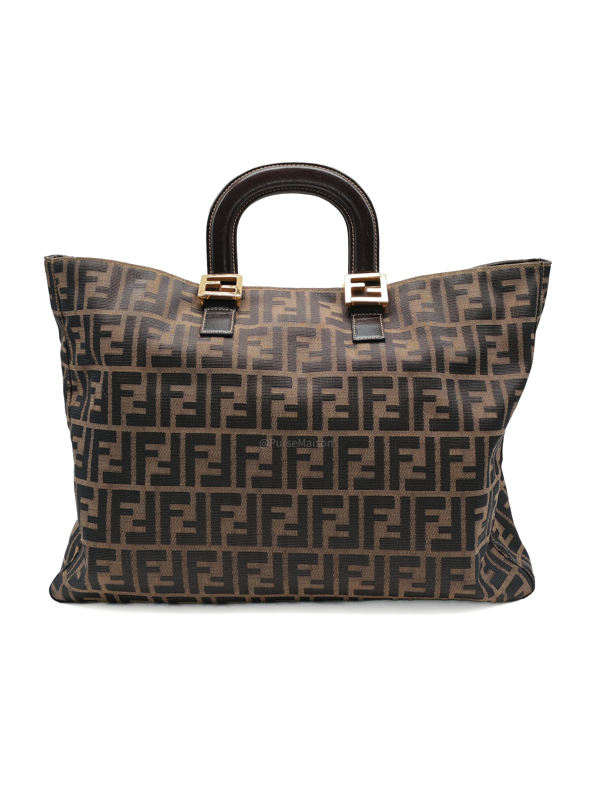 Fendi Twins Tote Bag Large in Zucca FF Monogram Canvas and Gold Hardware | Purse Maison Luxury Bags Shop