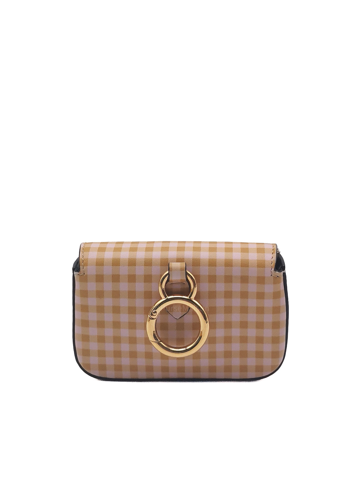 Fendi Vitello Century Nano Gingham Baguette Charm Rosewood Mustard | Purse Maison Luxury Bags Shop