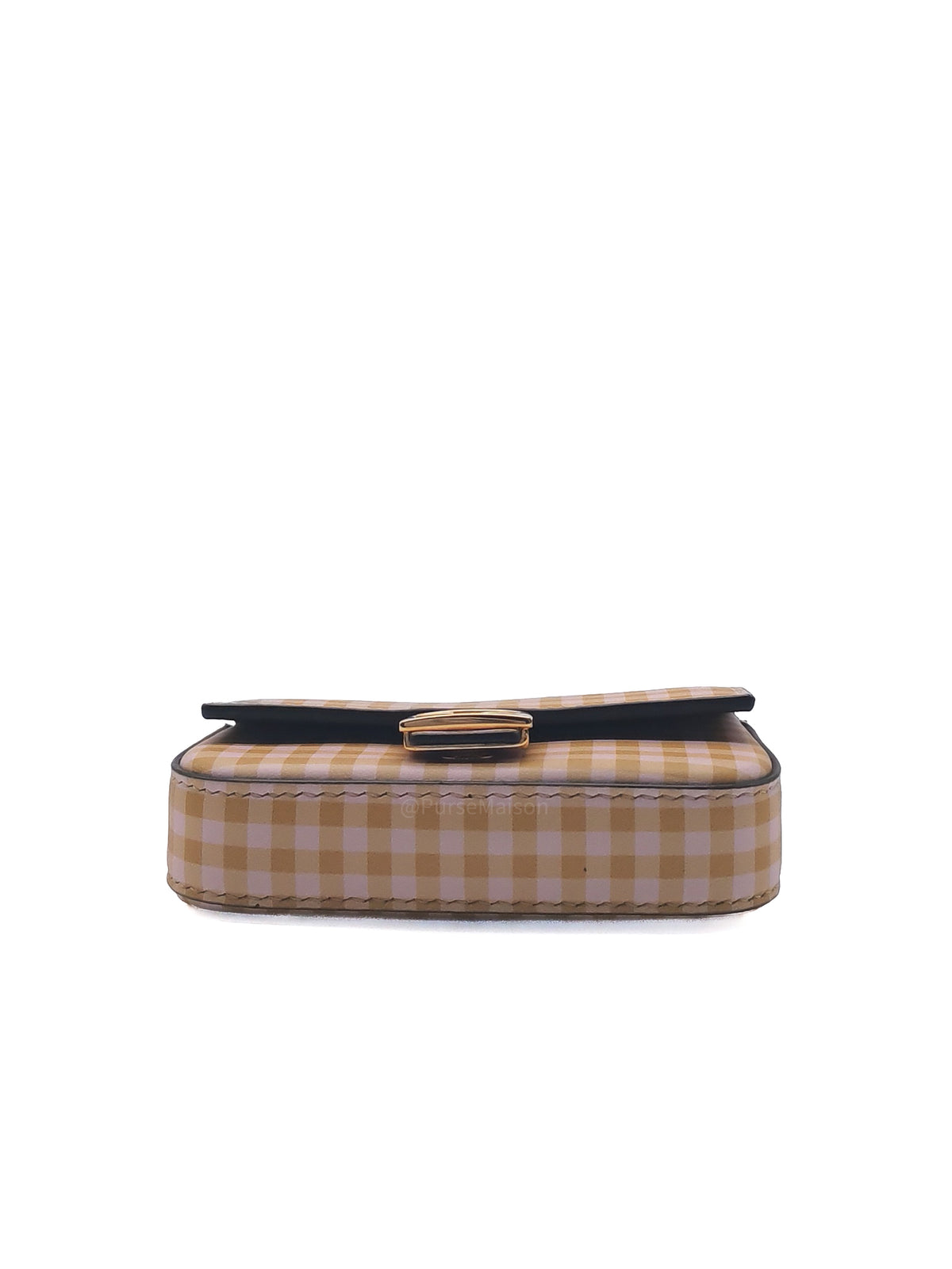 Fendi Vitello Century Nano Gingham Baguette Charm Rosewood Mustard | Purse Maison Luxury Bags Shop