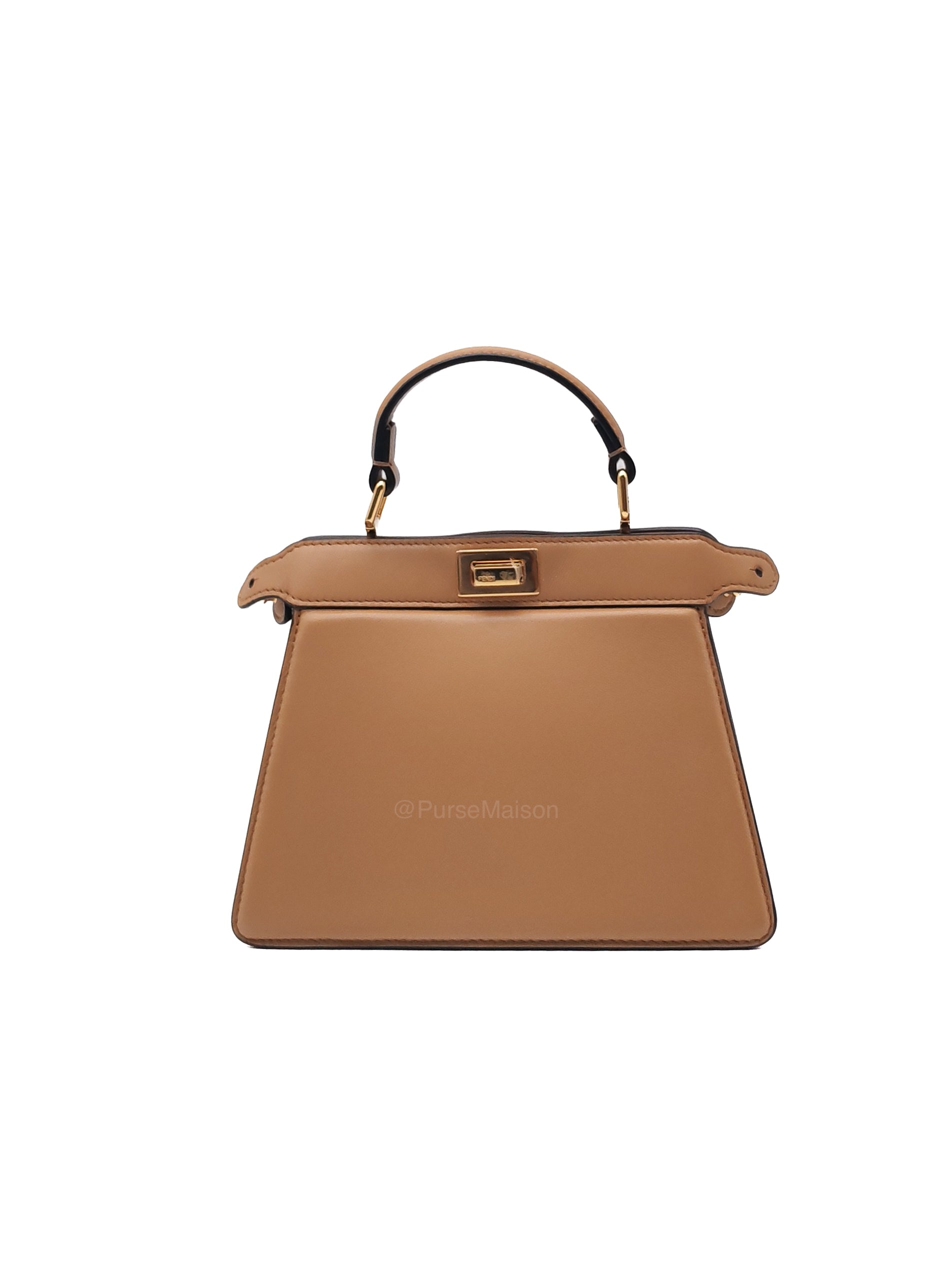 Fendi Peekaboo ISeeU Bag in Dark Beige Calfskin Leather and Gold Hardware