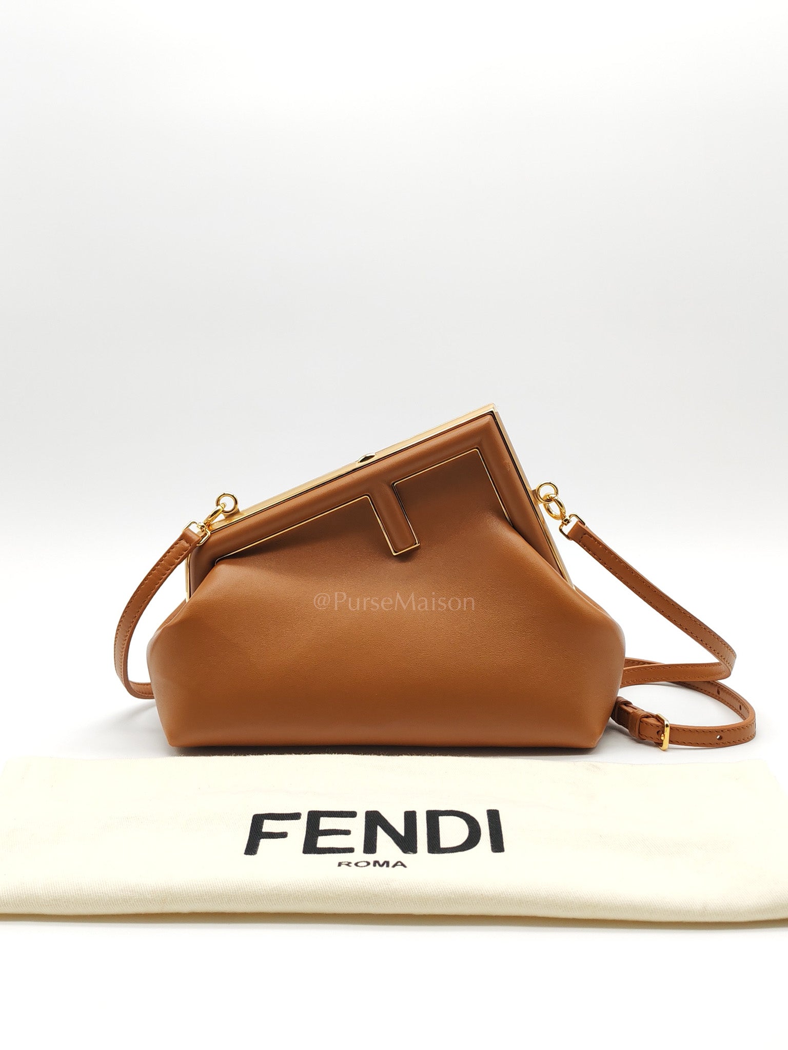 Fendi First Napa Leather Bag in Camel