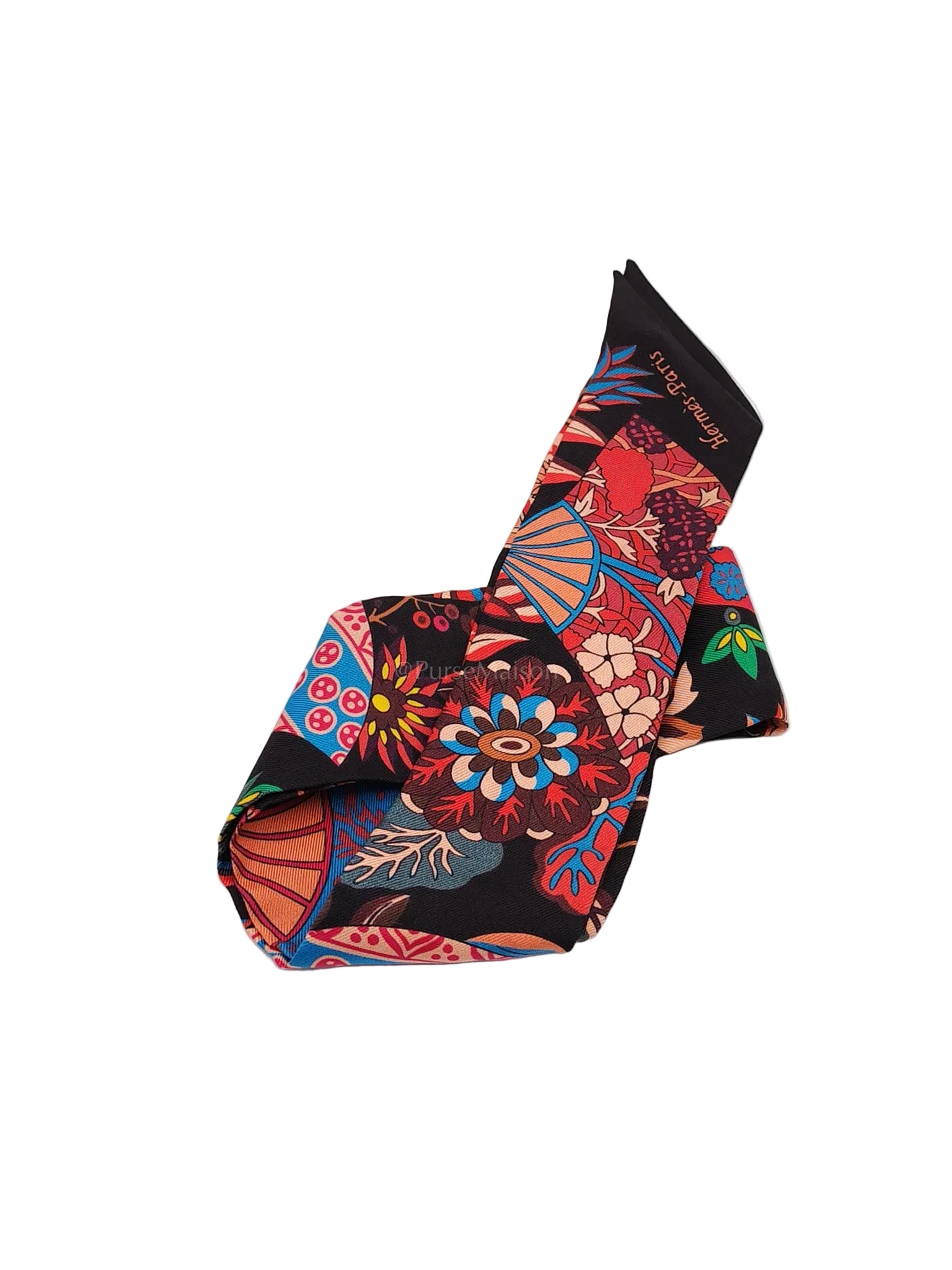 Festival Des Amazones SU/Caramel/Blanc/Noir Silk Twilly (Pair) | Purse Maison Luxury Bags Shop