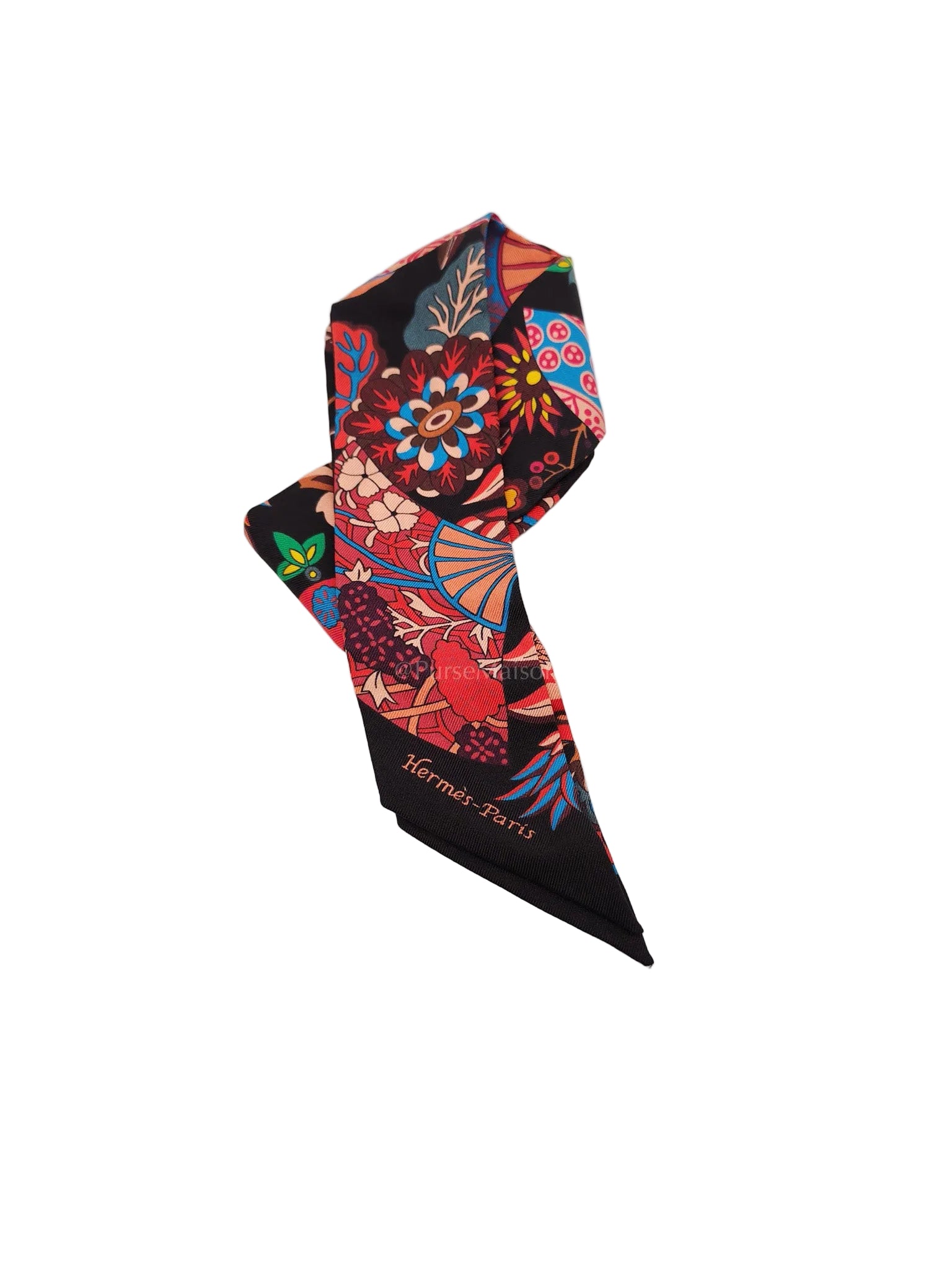 Festival Des Amazones SU/Caramel/Blanc/Noir Silk Twilly (Pair) | Purse Maison Luxury Bags Shop