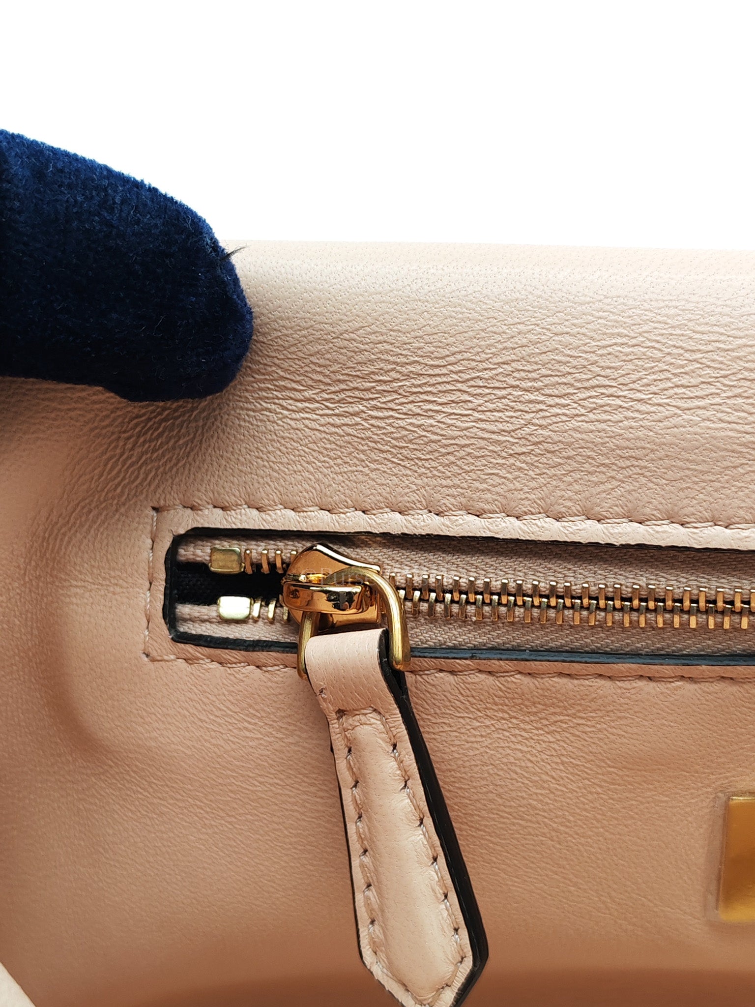 Baguette Chain Midi Bag in Light Rose Nappa FF Embossed Leather & Gold Hardware