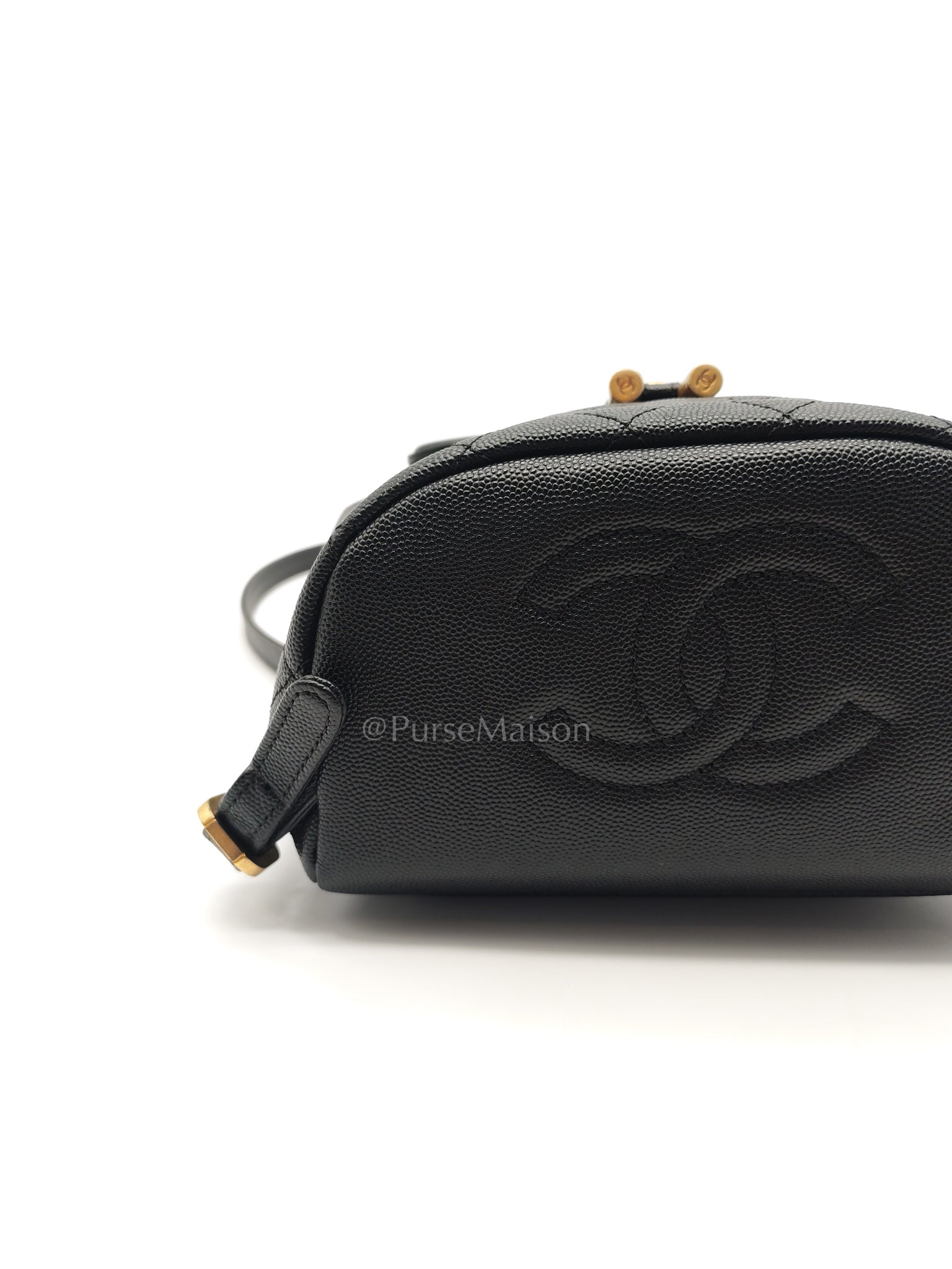 Filigree Backpack in Black Caviar Leather and Aged Gold Hardware Series 28 | Purse Maison Luxury Bags Shop