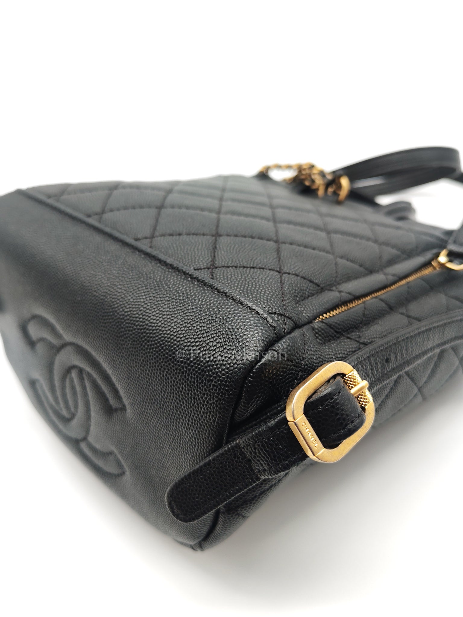 Filigree Backpack in Black Caviar Leather and Aged Gold Hardware Series 28 | Purse Maison Luxury Bags Shop