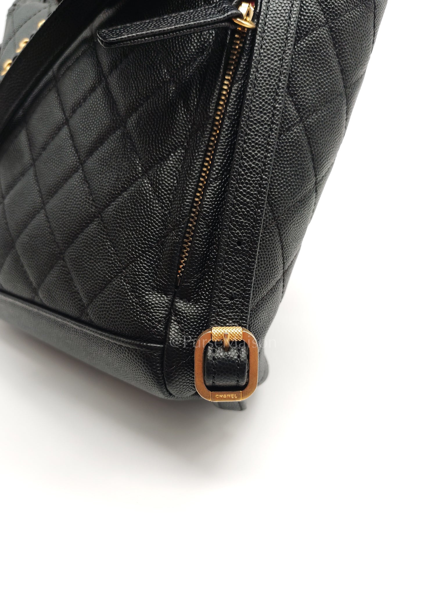 Filigree Backpack in Black Caviar Leather and Aged Gold Hardware Series 28 | Purse Maison Luxury Bags Shop